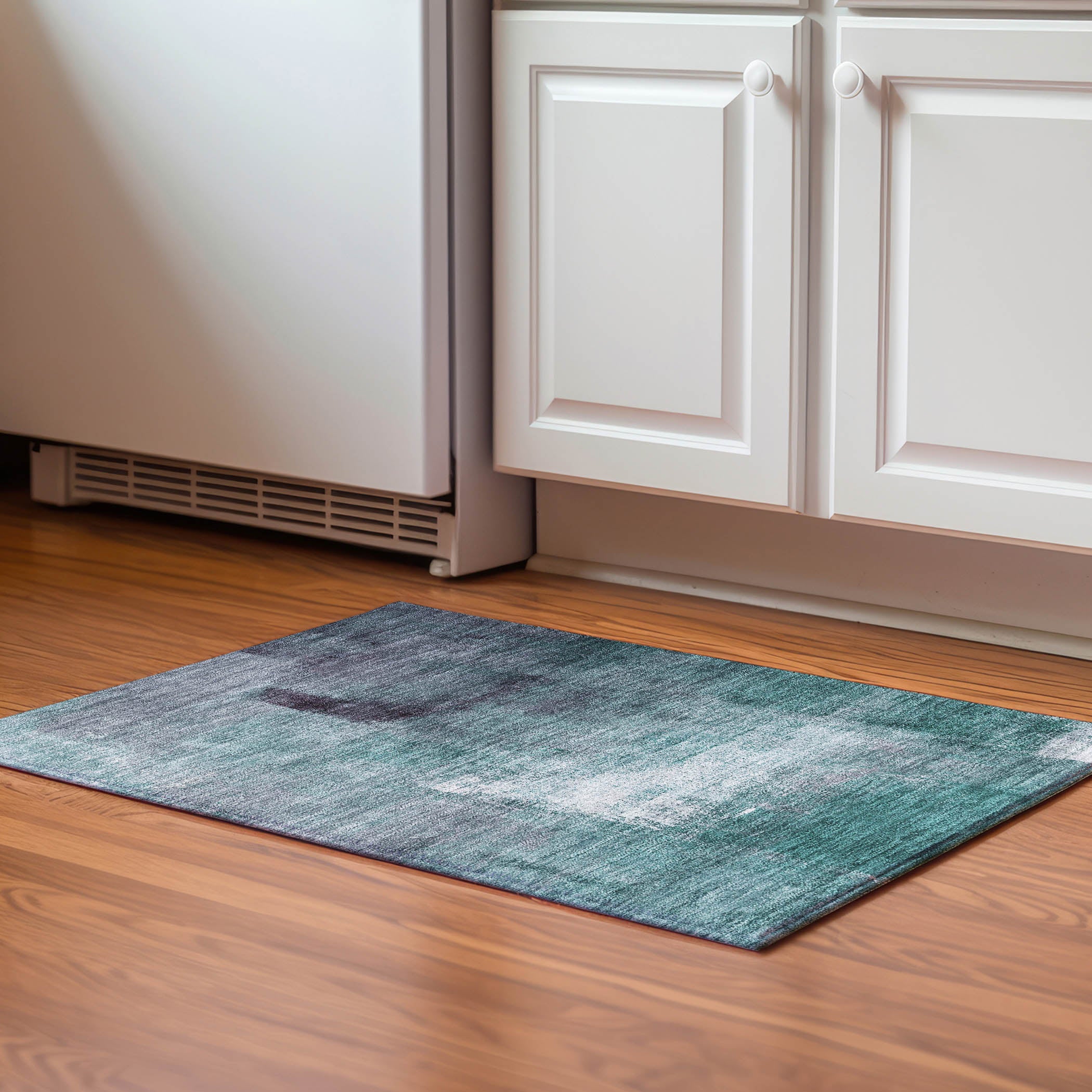 Mdina Machine Washable Transitional Teal Rug 1'8" x 2'6" #shape_Rectangle
