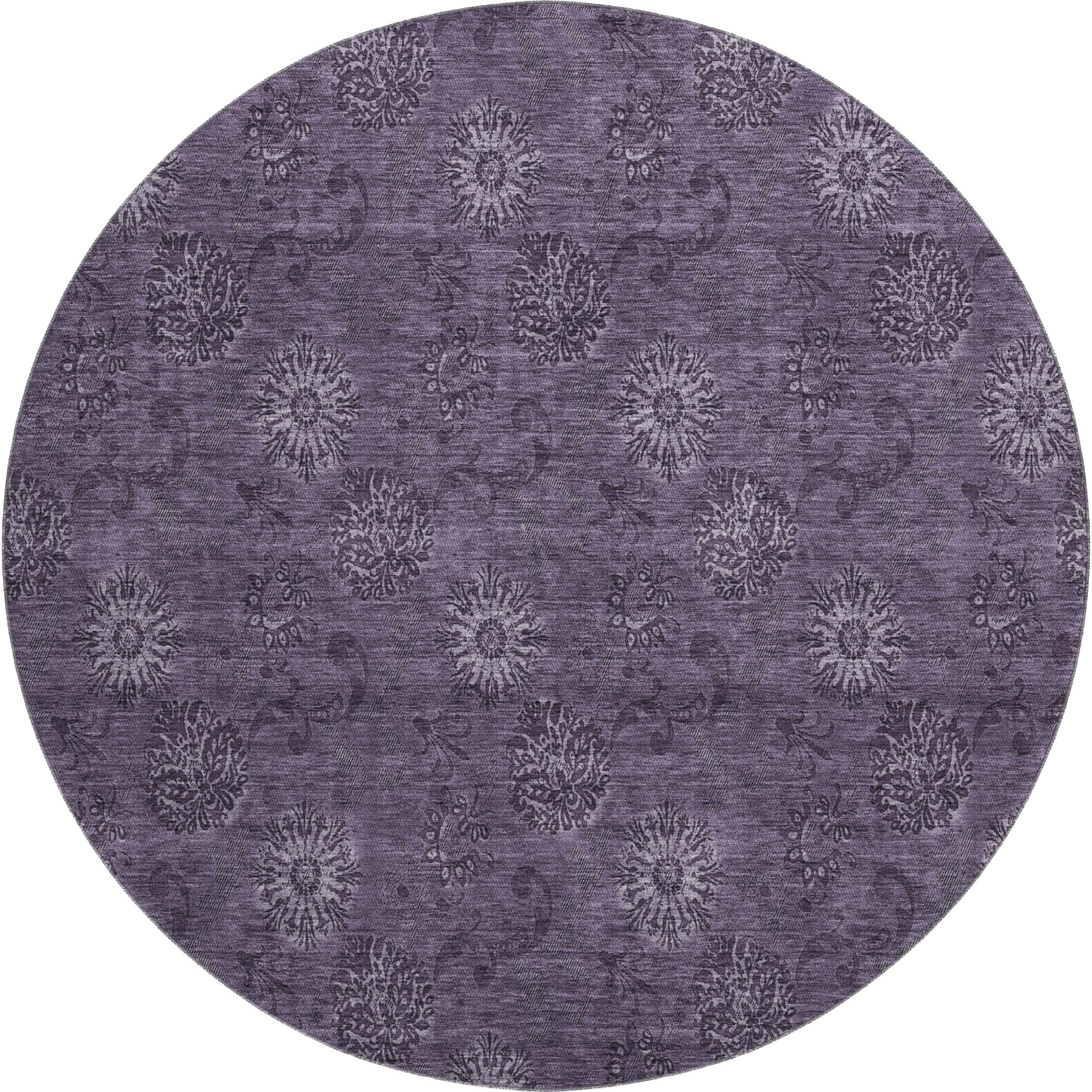 Bangkok Machine Washable Transitional Eggplant Purple Rug 8' x 8' #shape_Round