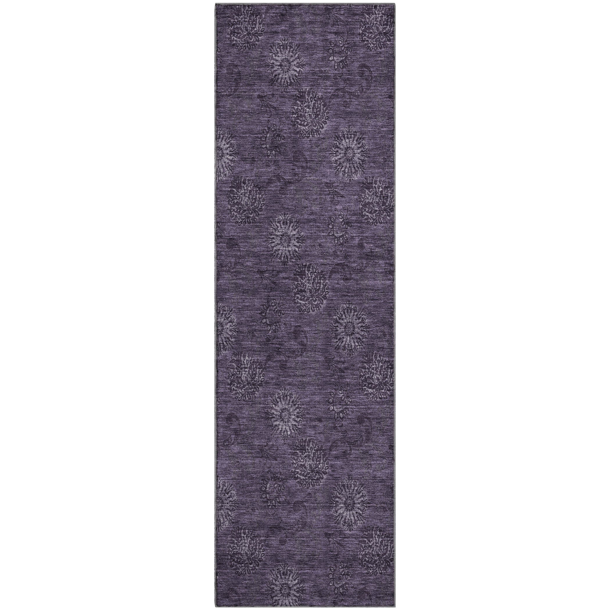 Bangkok Machine Washable Transitional Eggplant Purple Rug 2'3" x 7'6" #shape_Runner