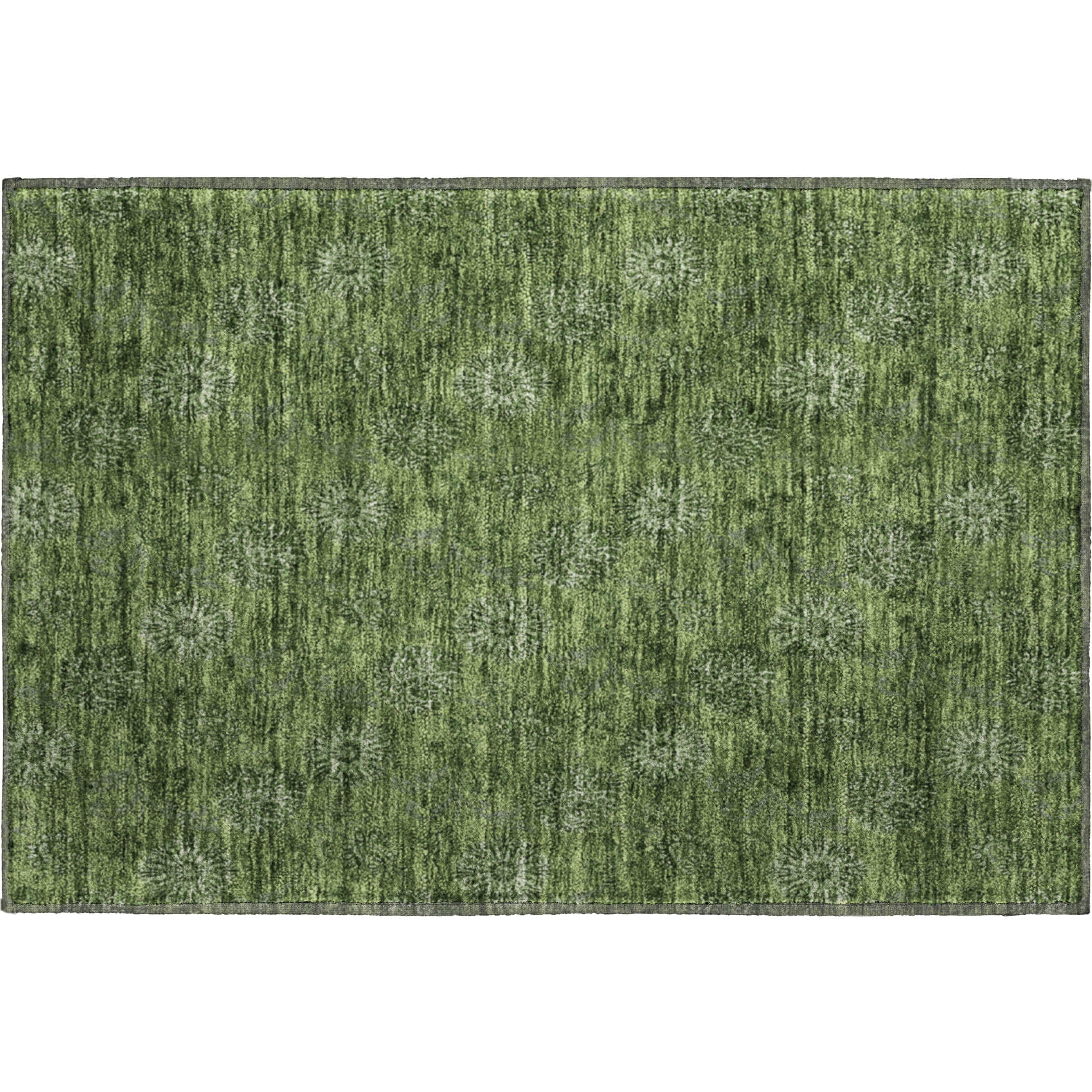 Bangkok Machine Washable Transitional Olive Green Rug 1'8" x 2'6" #shape_Rectangle