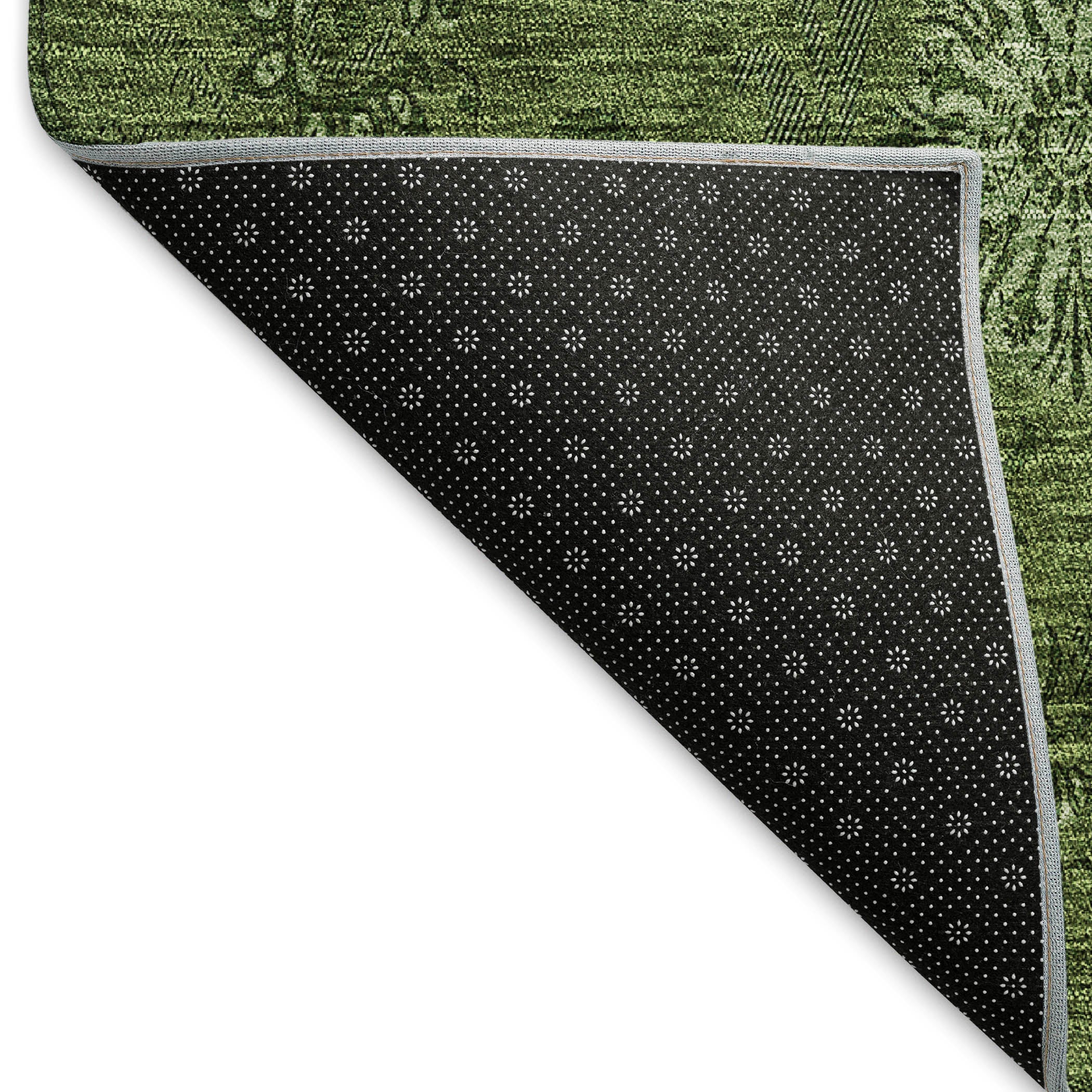 Bangkok Machine Washable Transitional Olive Green Rug 1'8" x 2'6" #shape_Rectangle
