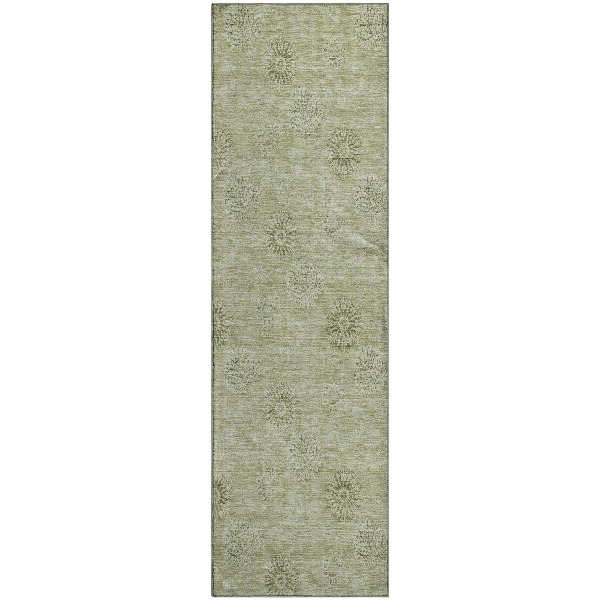 Kyoto Machine Washable Transitional Sage Green Rug 2'3" x 7'6" #shape_Runner