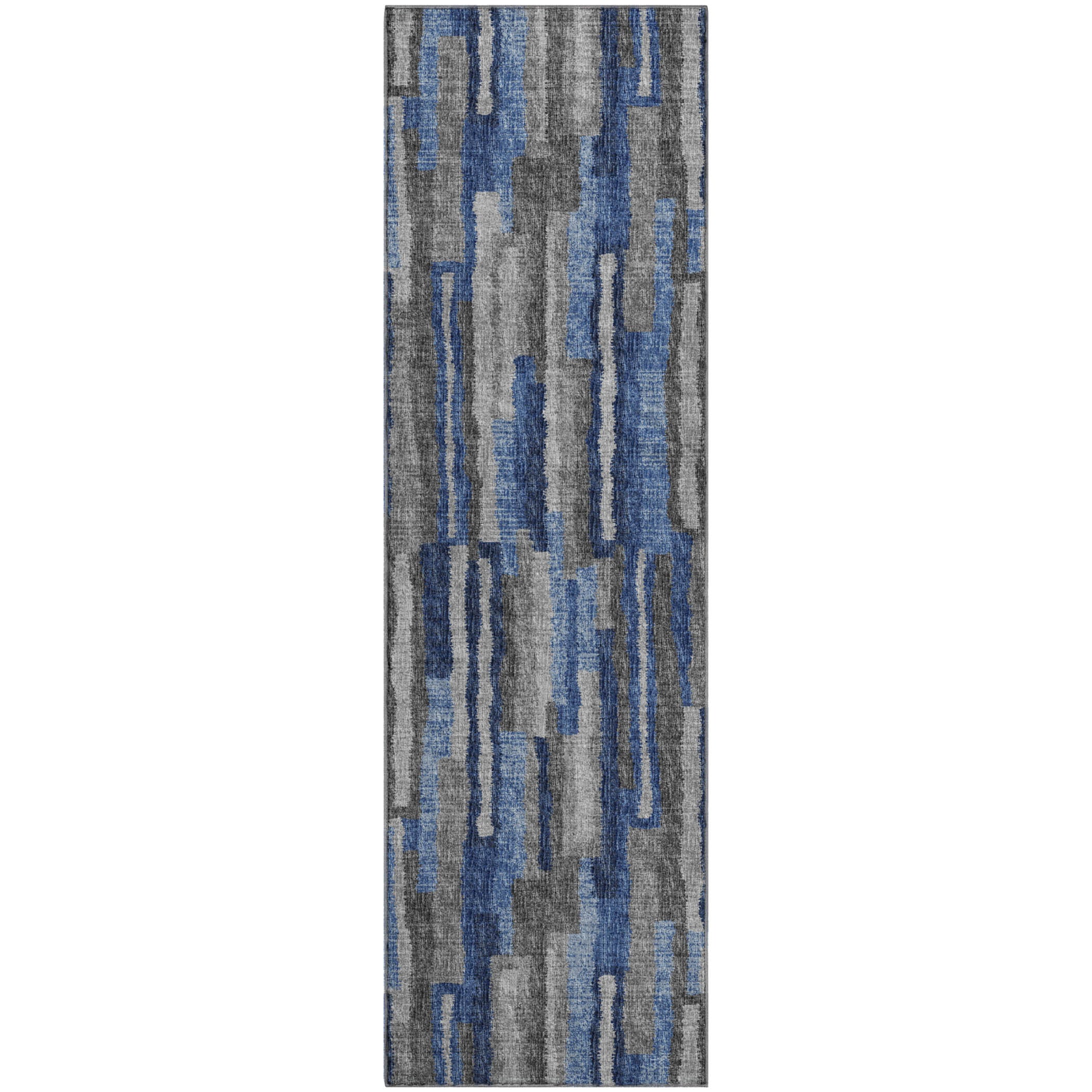 Rome Machine Washable Transitional Blue Rug 2'3" x 7'6" #shape_Runner