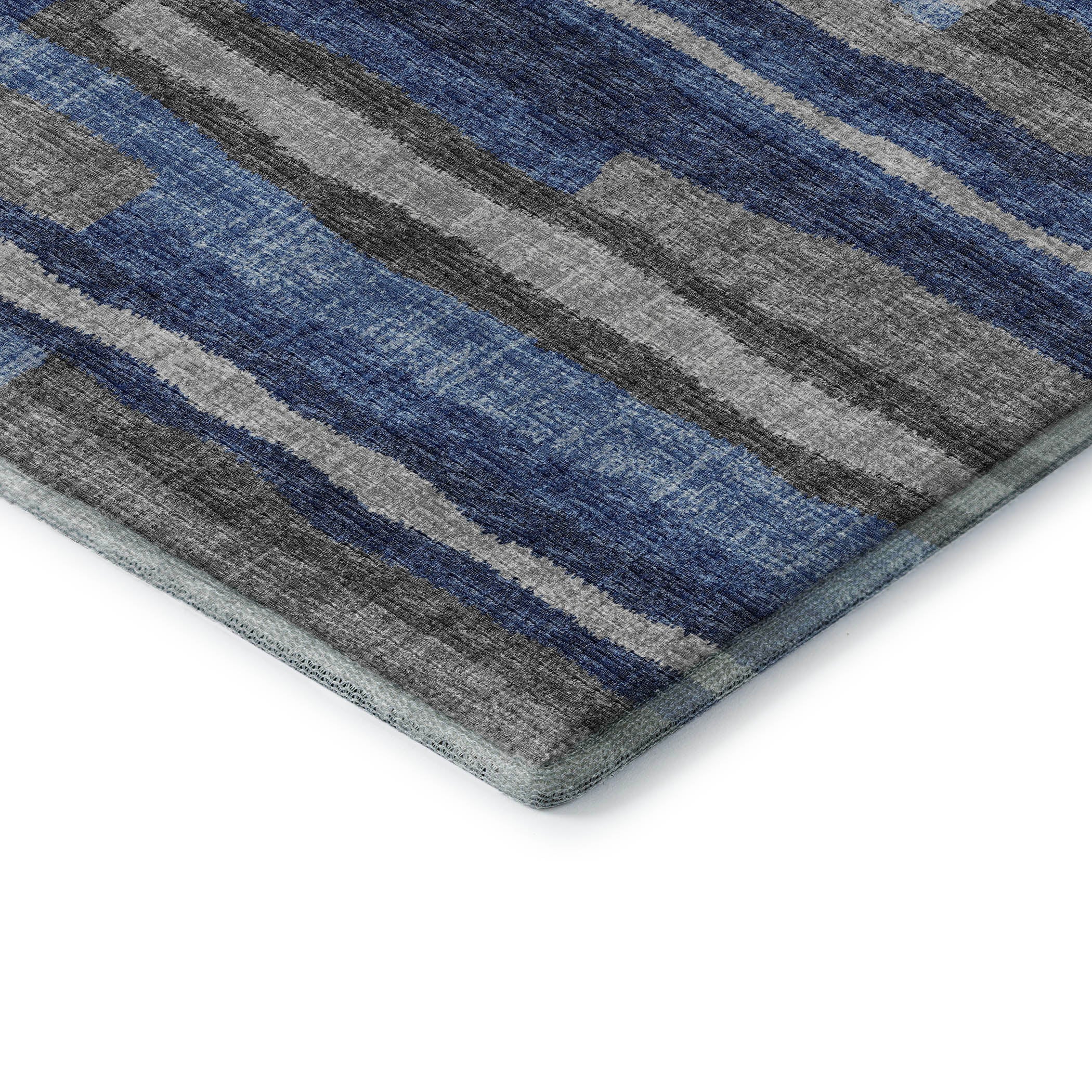 Rome Machine Washable Transitional Blue Rug 1'8" x 2'6" #shape_Rectangle