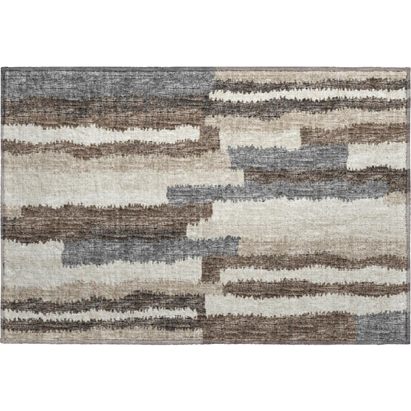 Rome Machine Washable Transitional Earth Brown Rug 1'8" x 2'6"