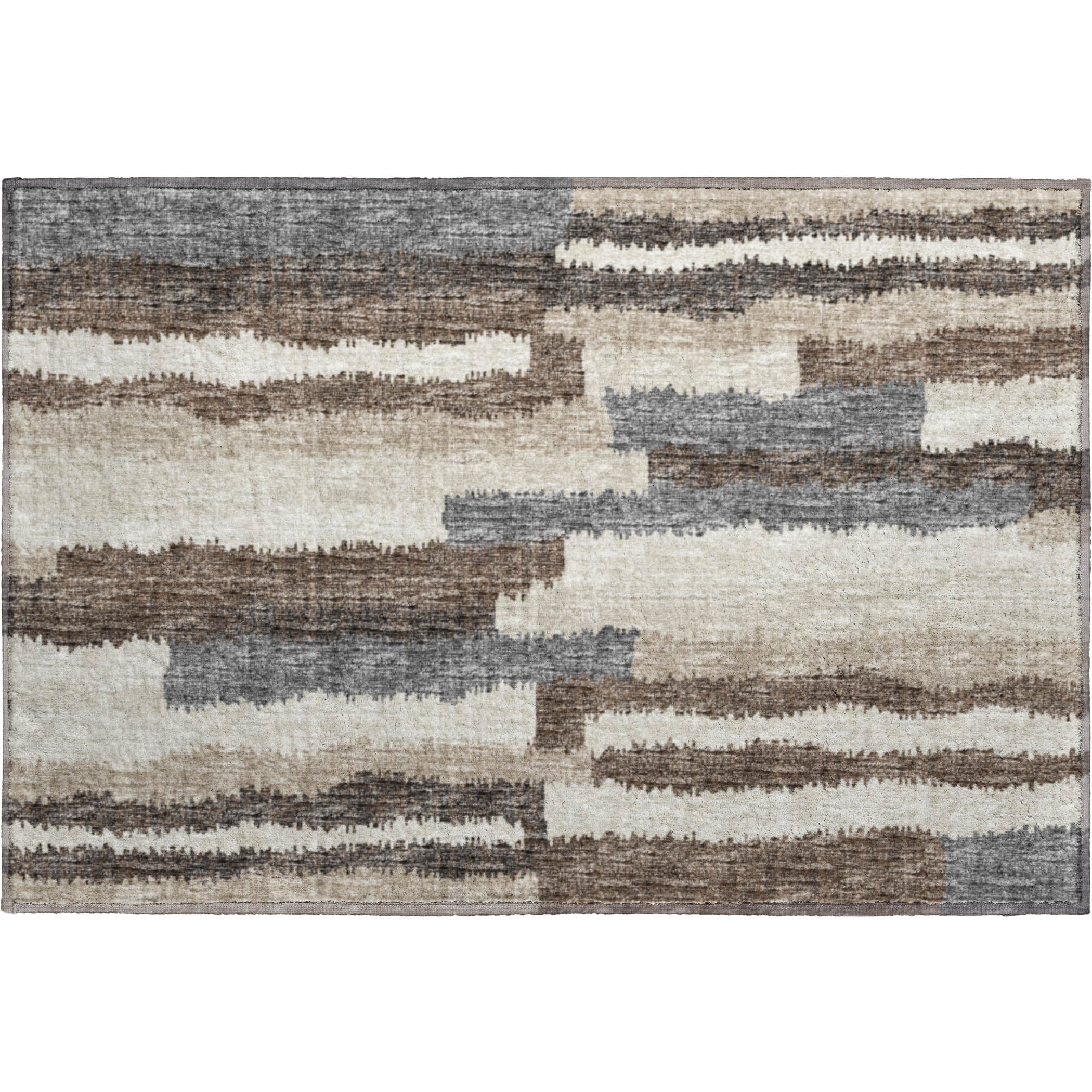 Rome Machine Washable Transitional Earth Brown Rug 1'8" x 2'6" #shape_Rectangle