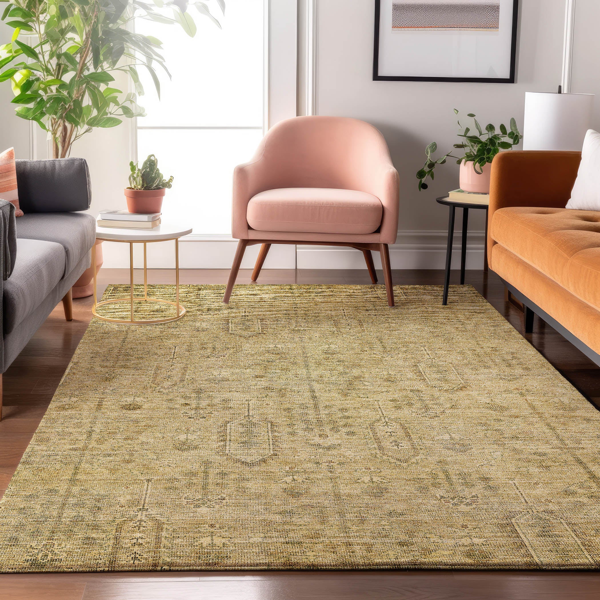 Lima Machine Washable Transitional Gold Rug 2'6" x 3'10" #shape_Rectangle