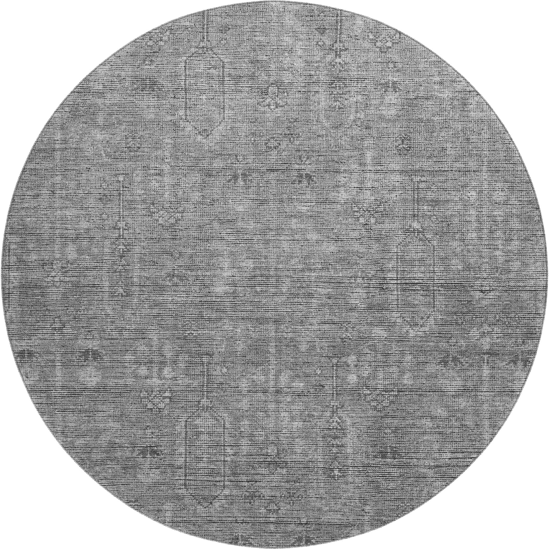 Lima Machine Washable Transitional Gray Rug 8' x 8' #shape_Round