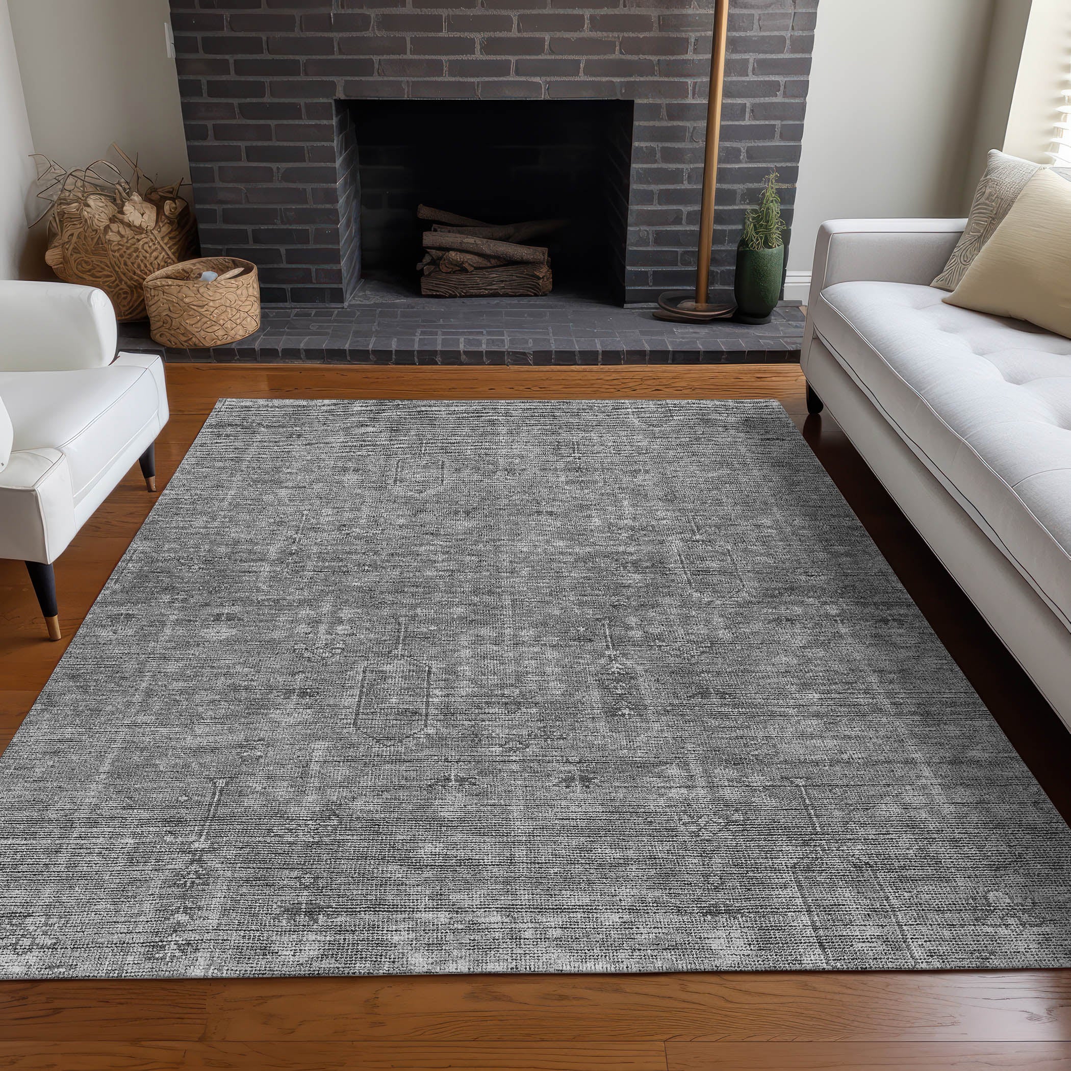 Lima Machine Washable Transitional Gray Rug 2'6" x 3'10" #shape_Rectangle