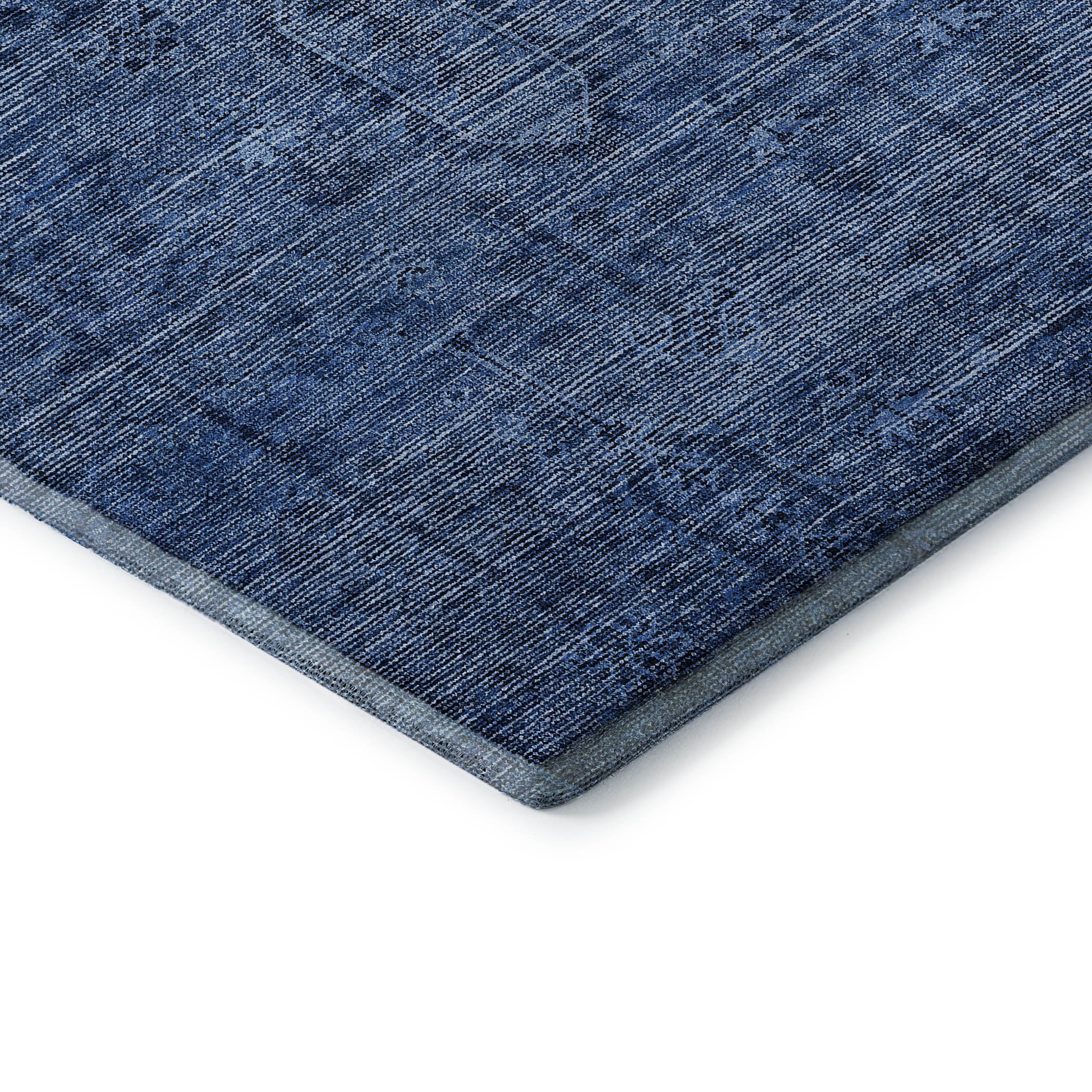 Lima Machine Washable Transitional Navy Blue Rug 1'8" x 2'6" #shape_Rectangle