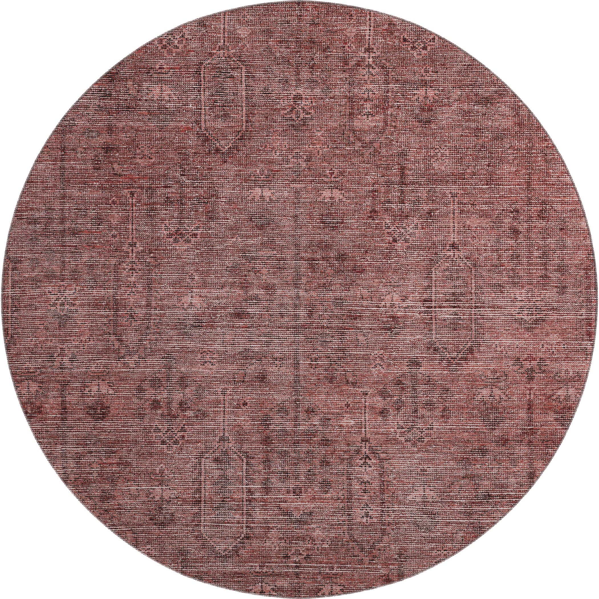 Lima Machine Washable Transitional Paprika Orange Rug 8' x 8' #shape_Round