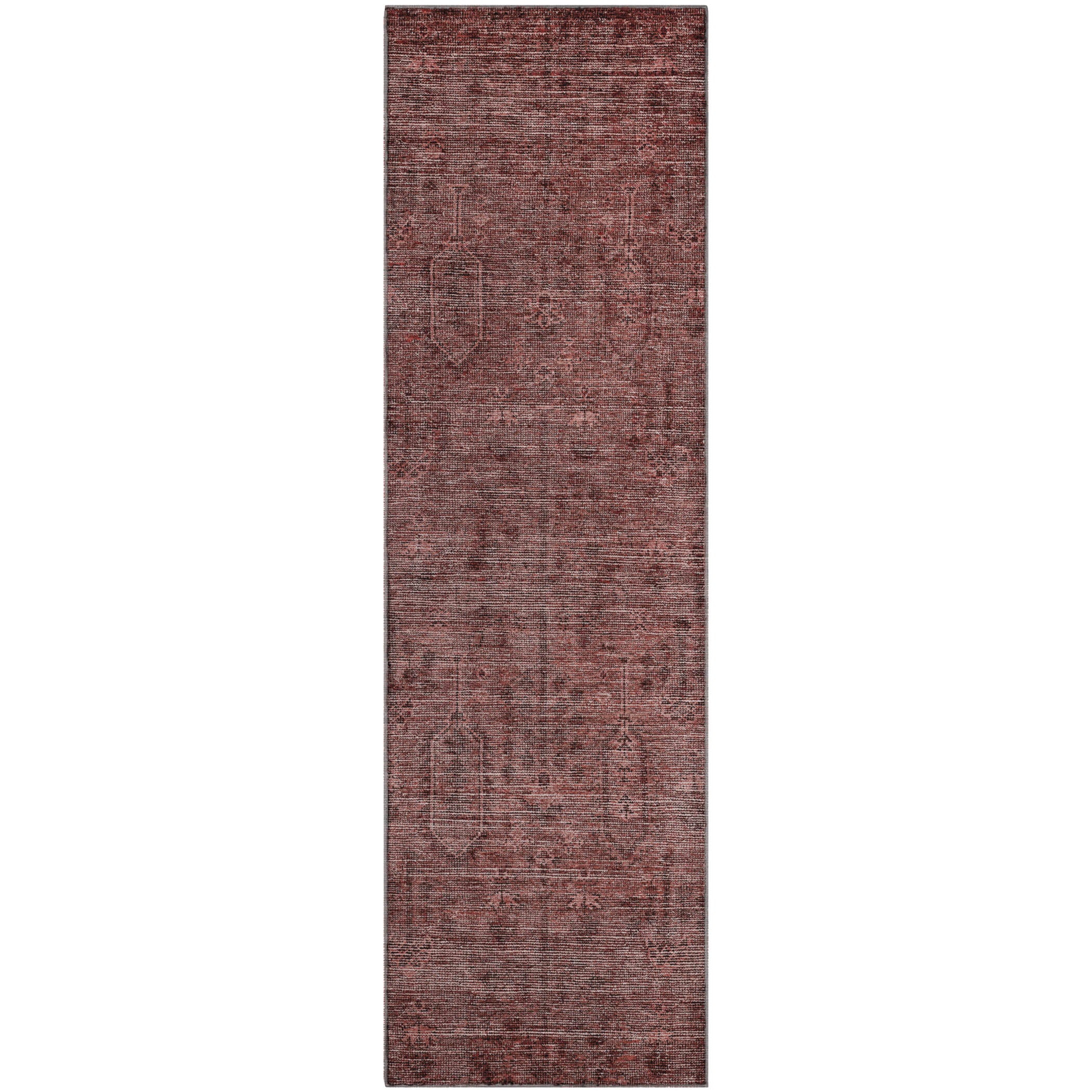 Lima Machine Washable Transitional Paprika Orange Rug 2'3" x 7'6" #shape_Runner