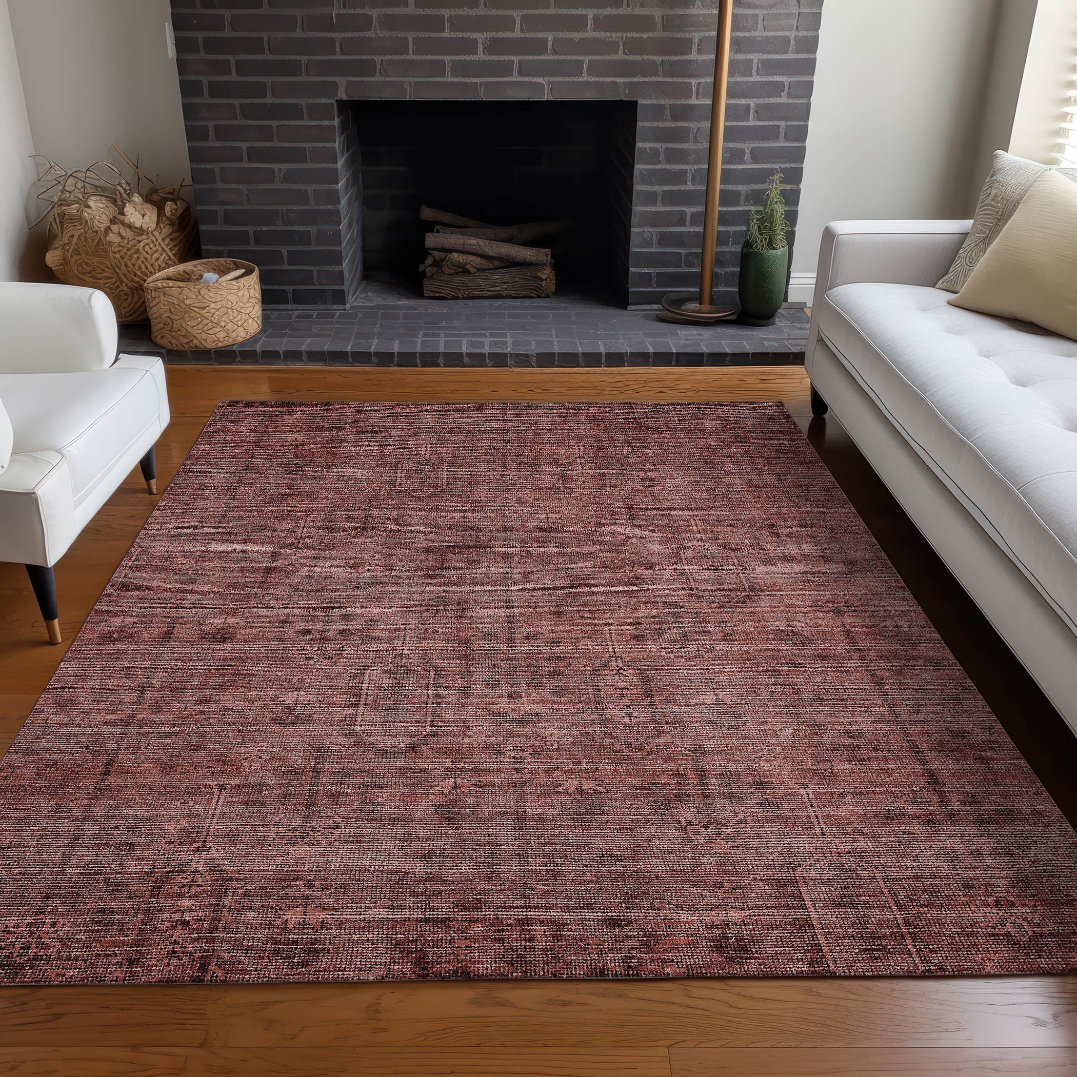 Lima Machine Washable Transitional Paprika Orange Rug 2'6" x 3'10" #shape_Rectangle