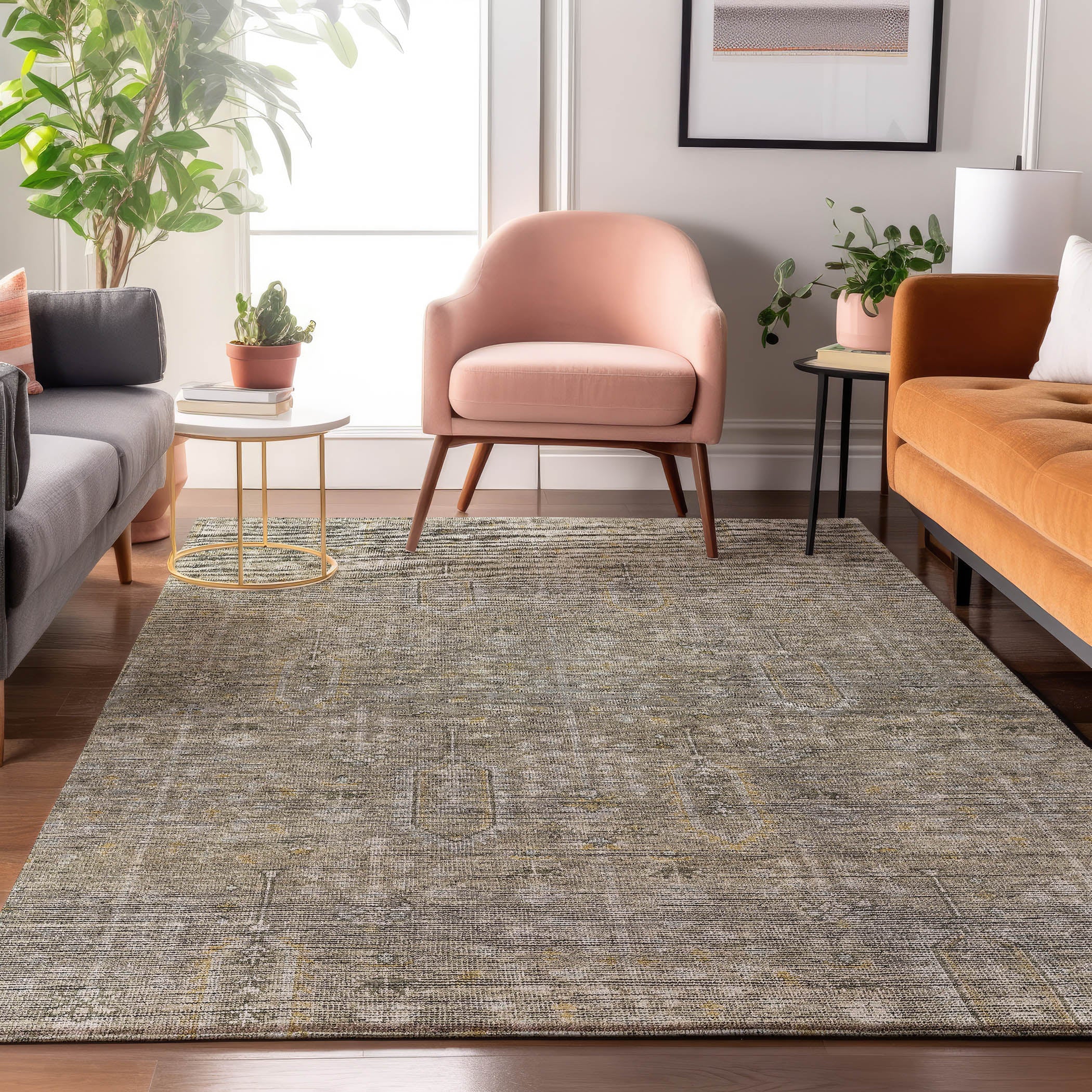Lima Machine Washable Transitional Taupe Brown Rug 2'6" x 3'10" #shape_Rectangle