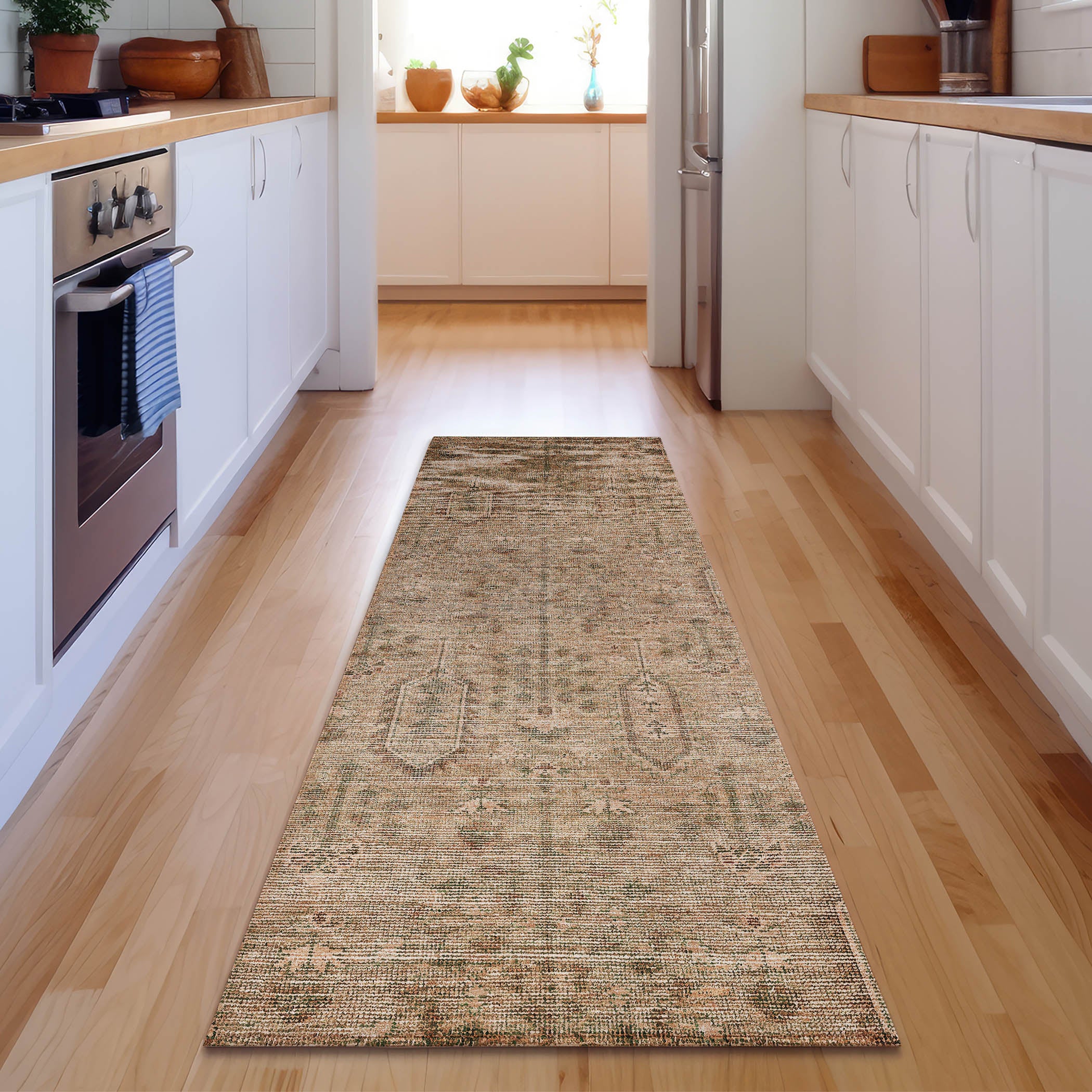Lima Machine Washable Transitional Terracotta Orange Rug 2'3" x 7'6" #shape_Runner