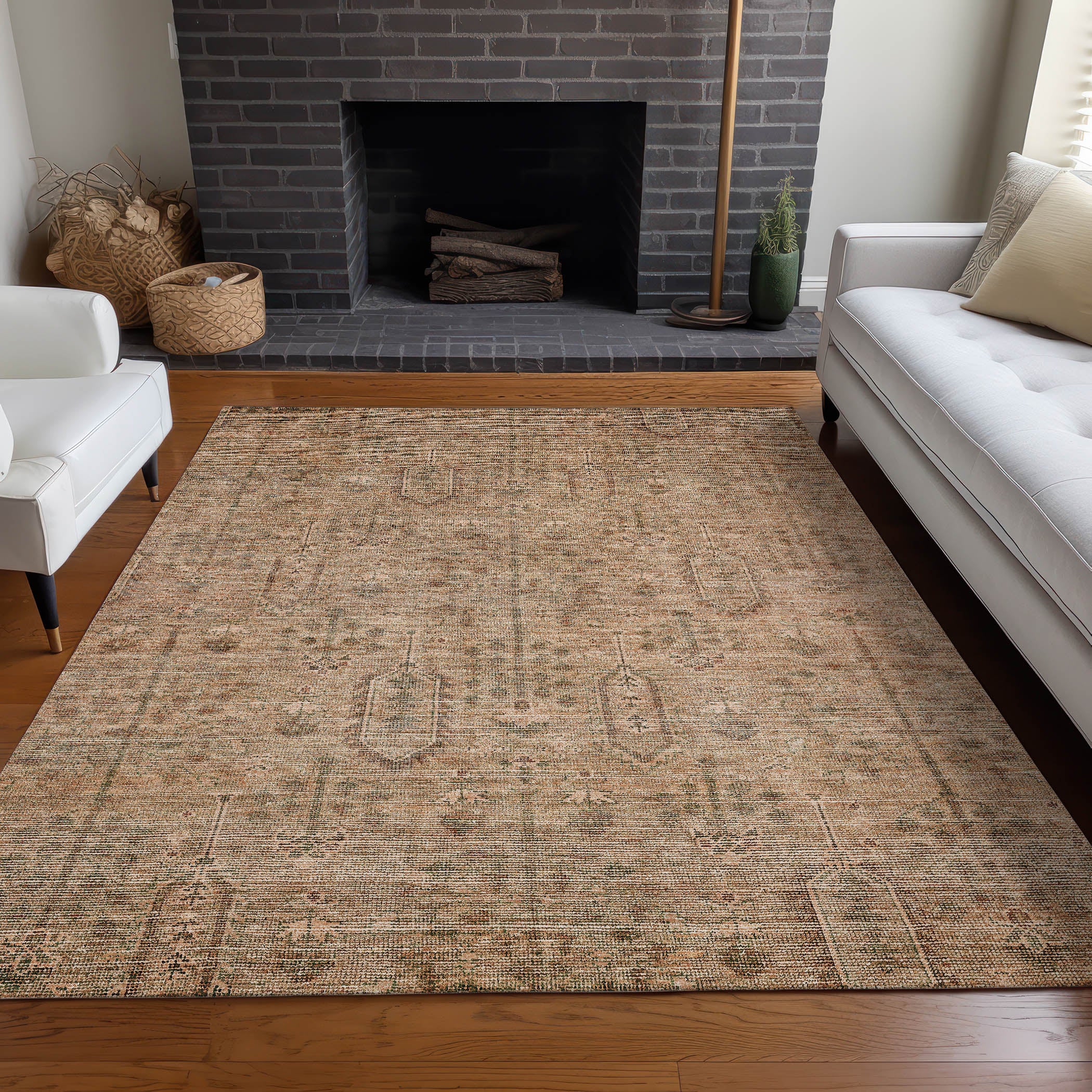 Lima Machine Washable Transitional Terracotta Orange Rug 2'6" x 3'10" #shape_Rectangle