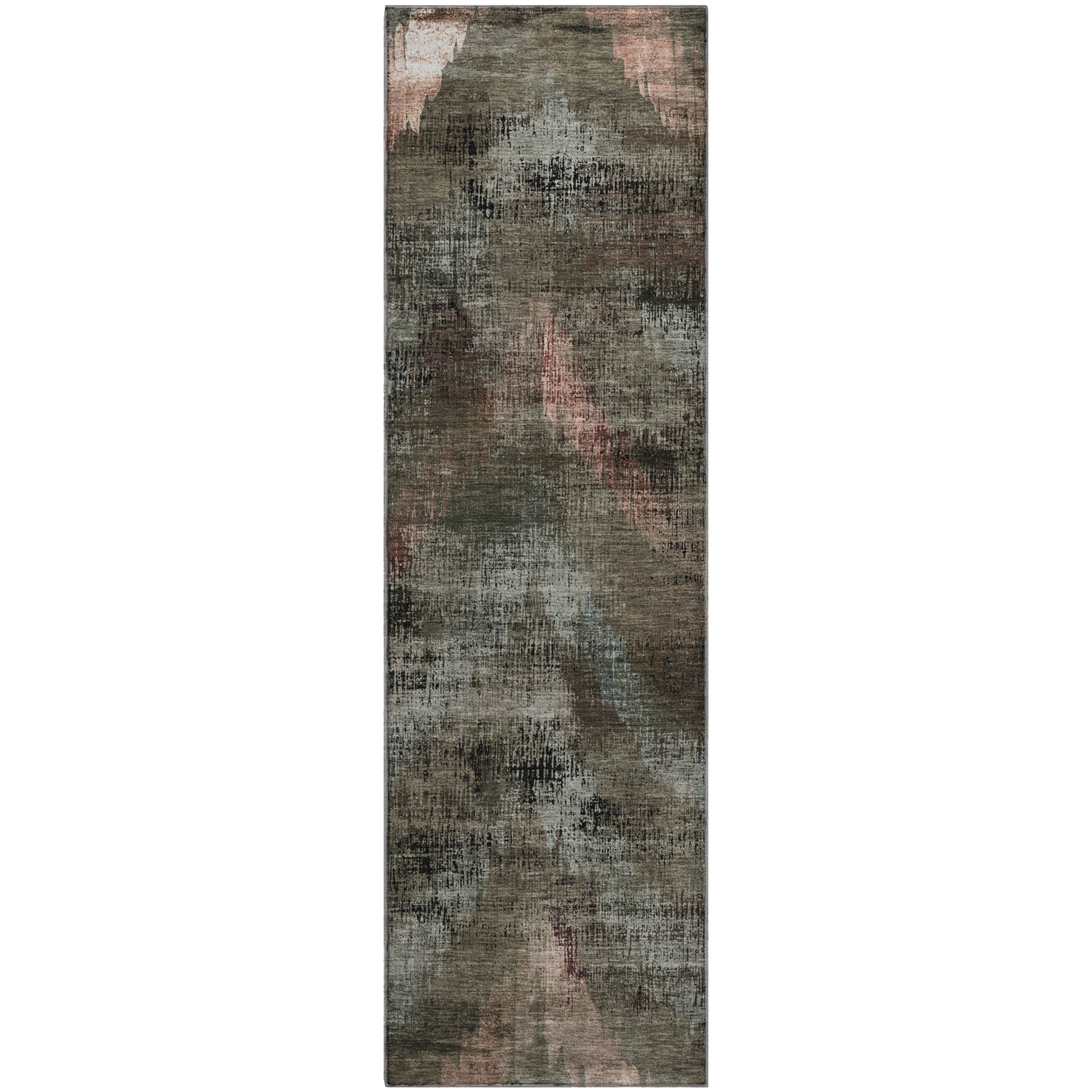 Istanbul Machine Washable Transitional Brown Rug 2'3" x 7'6" #shape_Runner