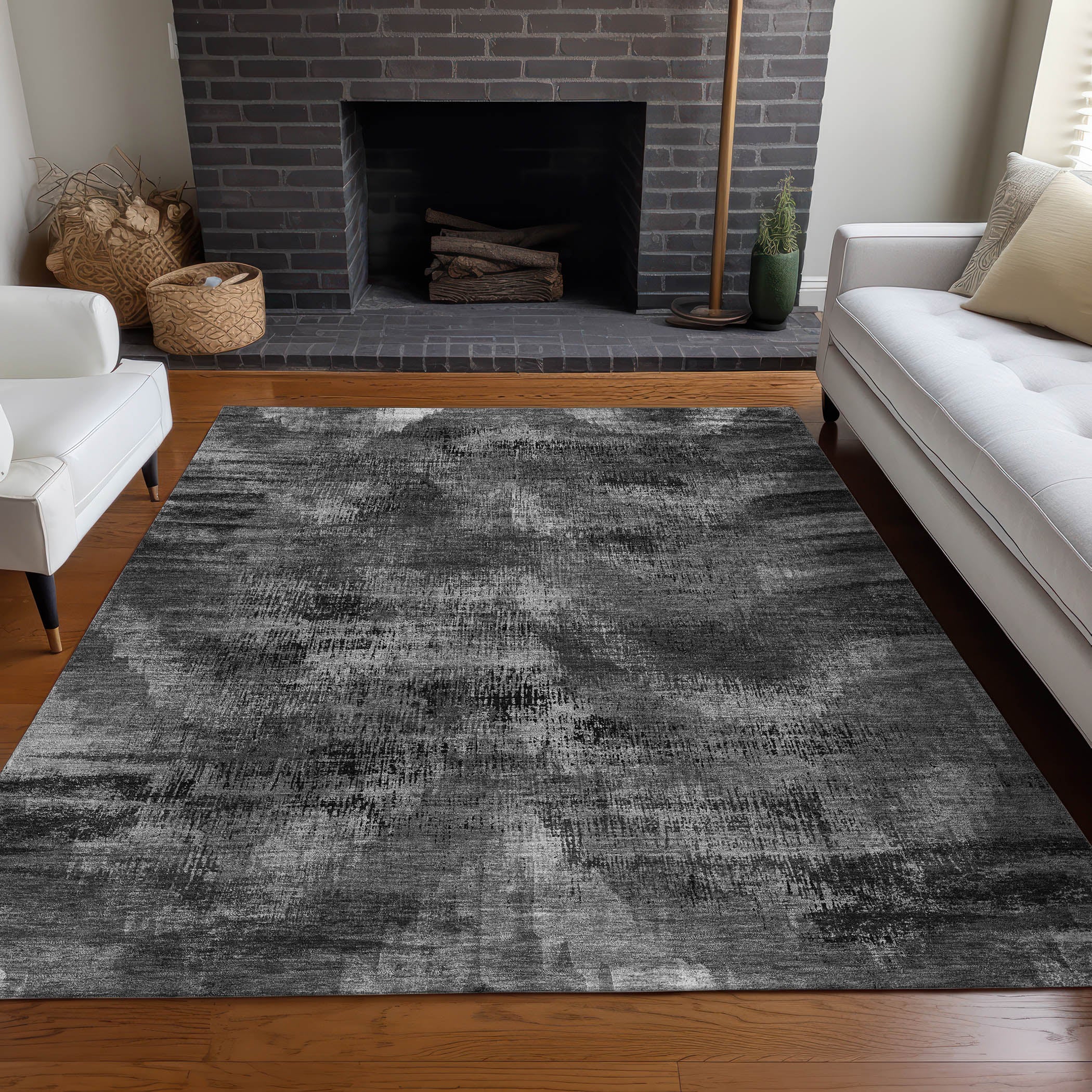 Istanbul Machine Washable Transitional Gray Rug 2'6" x 3'10" #shape_Rectangle