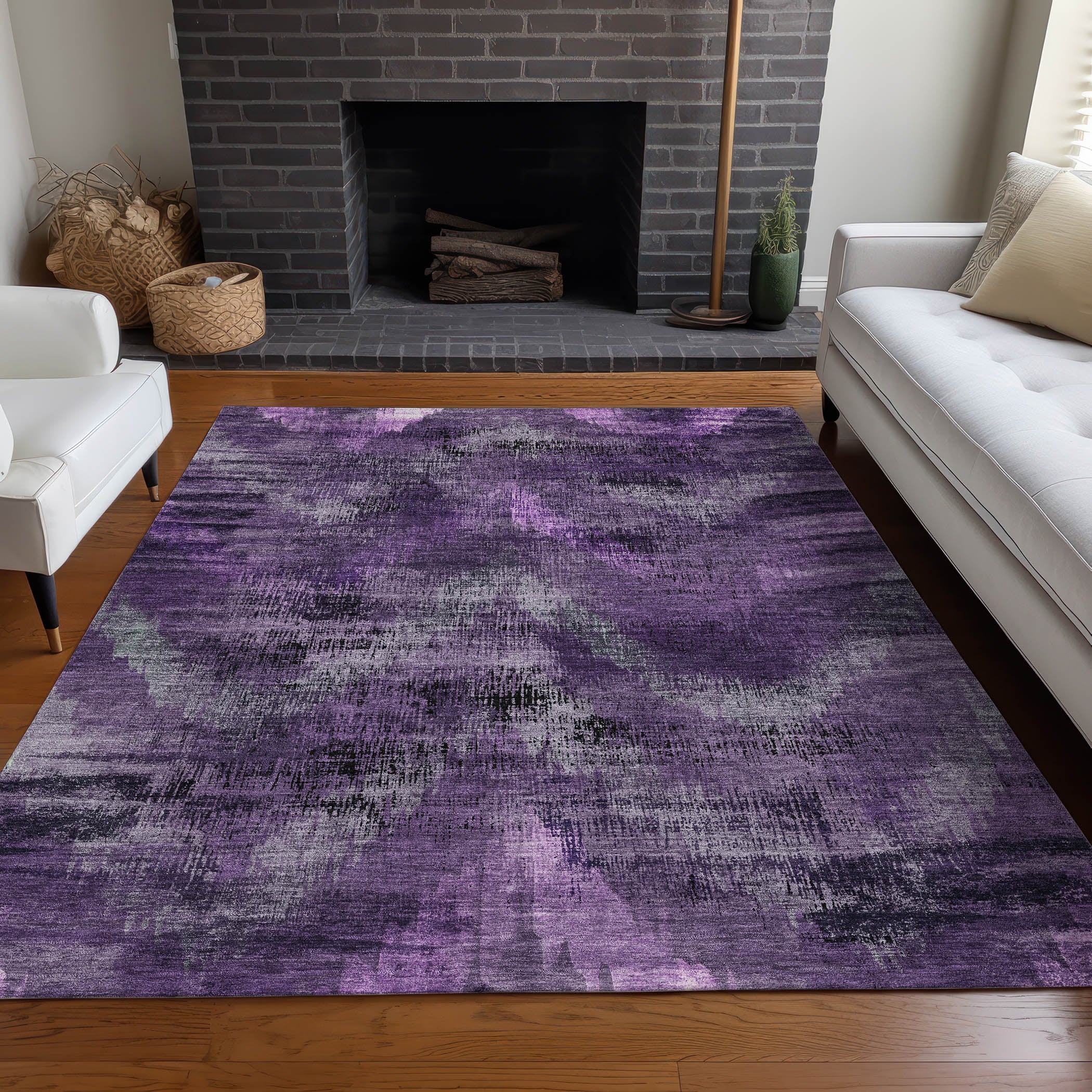 Istanbul Machine Washable Transitional Purple Rug 2'6" x 3'10" #shape_Rectangle