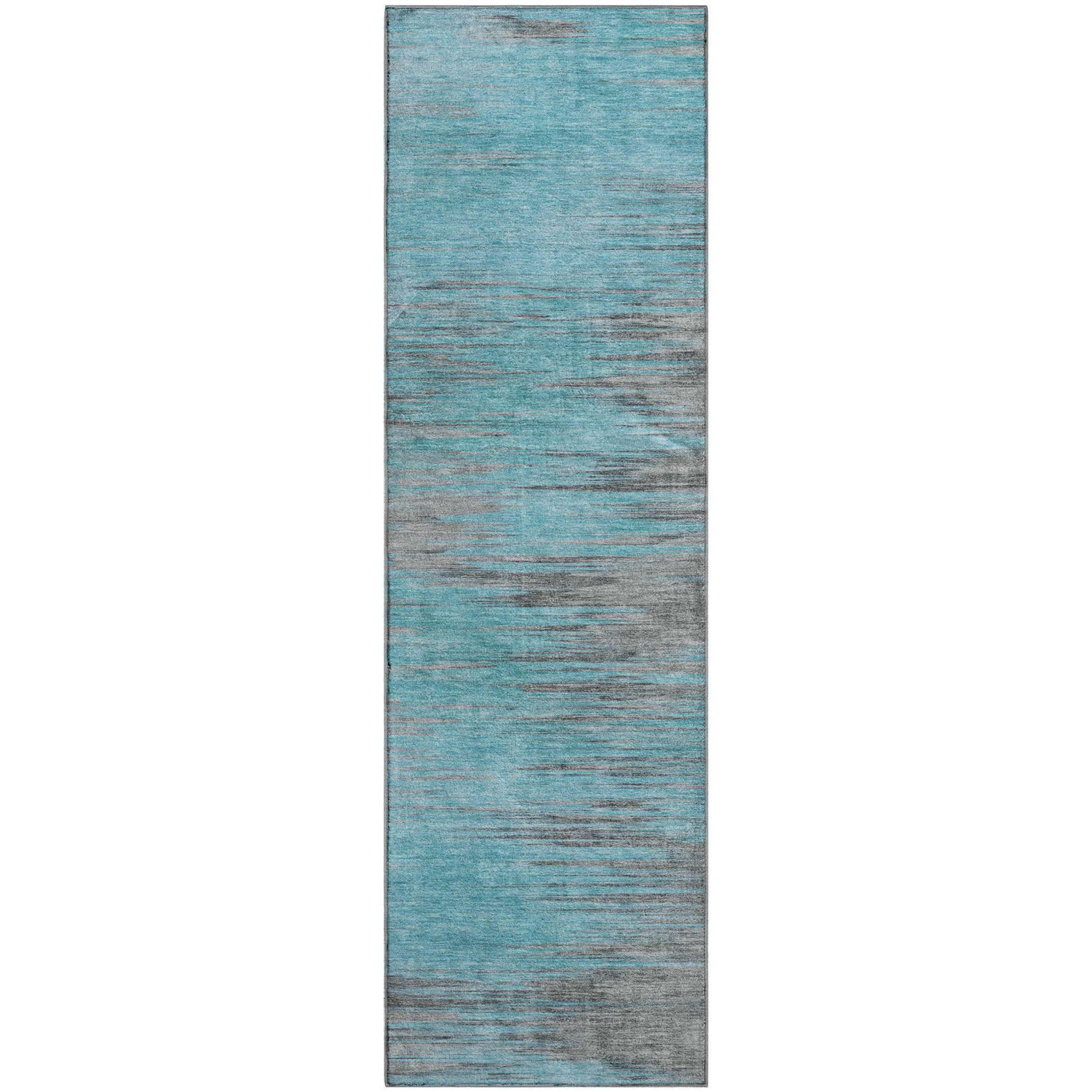 Bogota Machine Washable Transitional Teal Rug 2'3" x 7'6" #shape_Runner