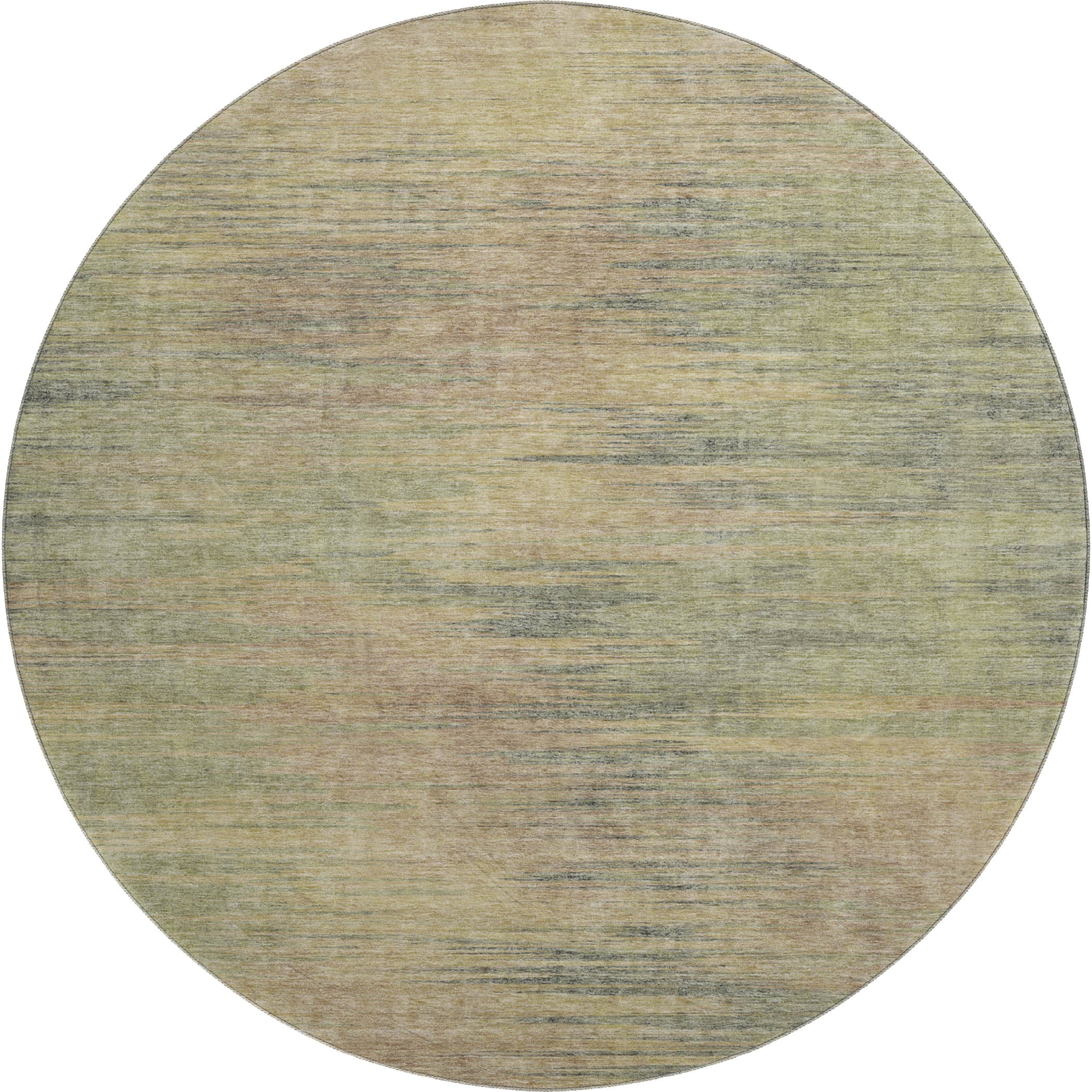 Tallinn Machine Washable Transitional Aloe Green Rug 8' x 8' #shape_Round