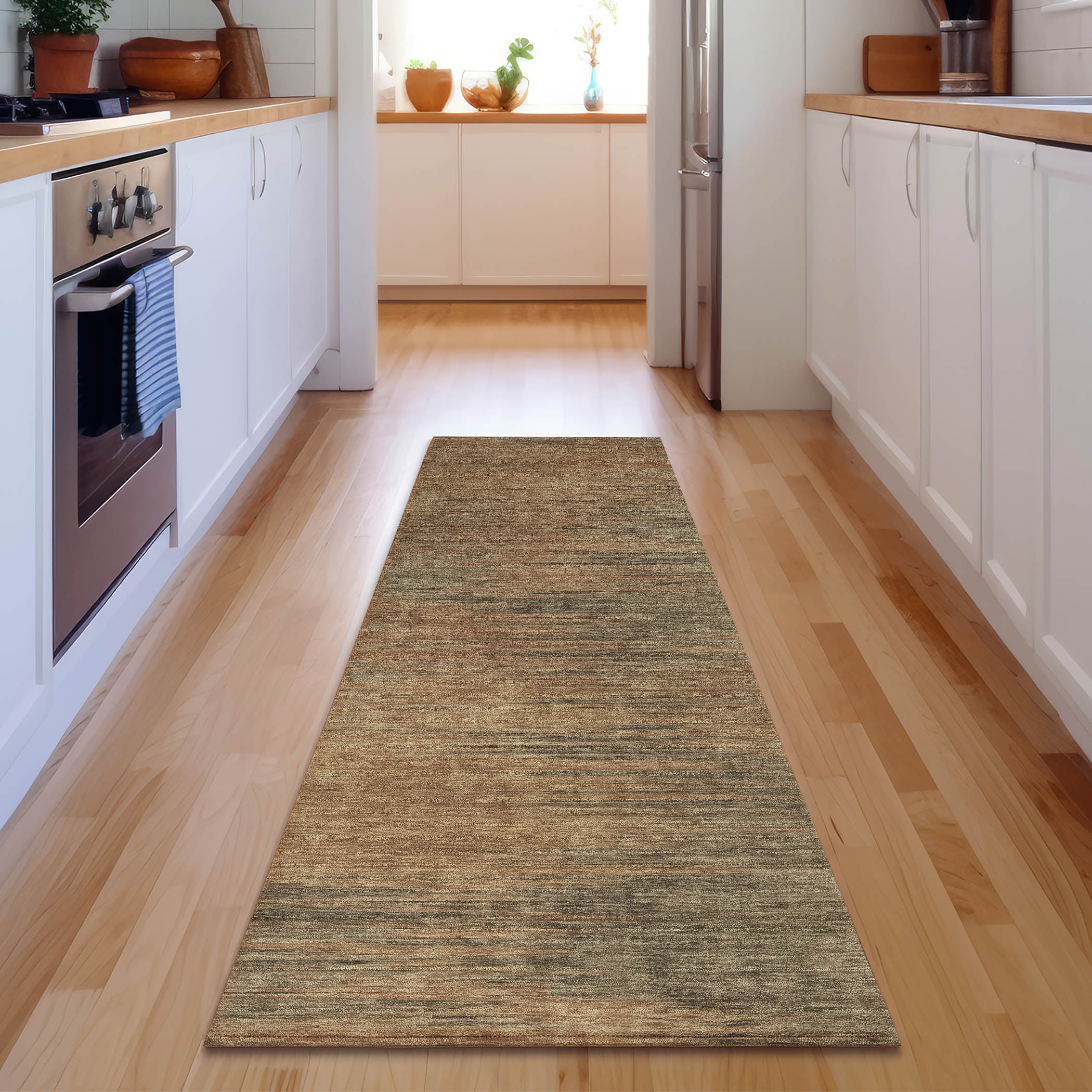 Tallinn Machine Washable Transitional Terracotta Orange Rug 2'3" x 7'6" #shape_Runner