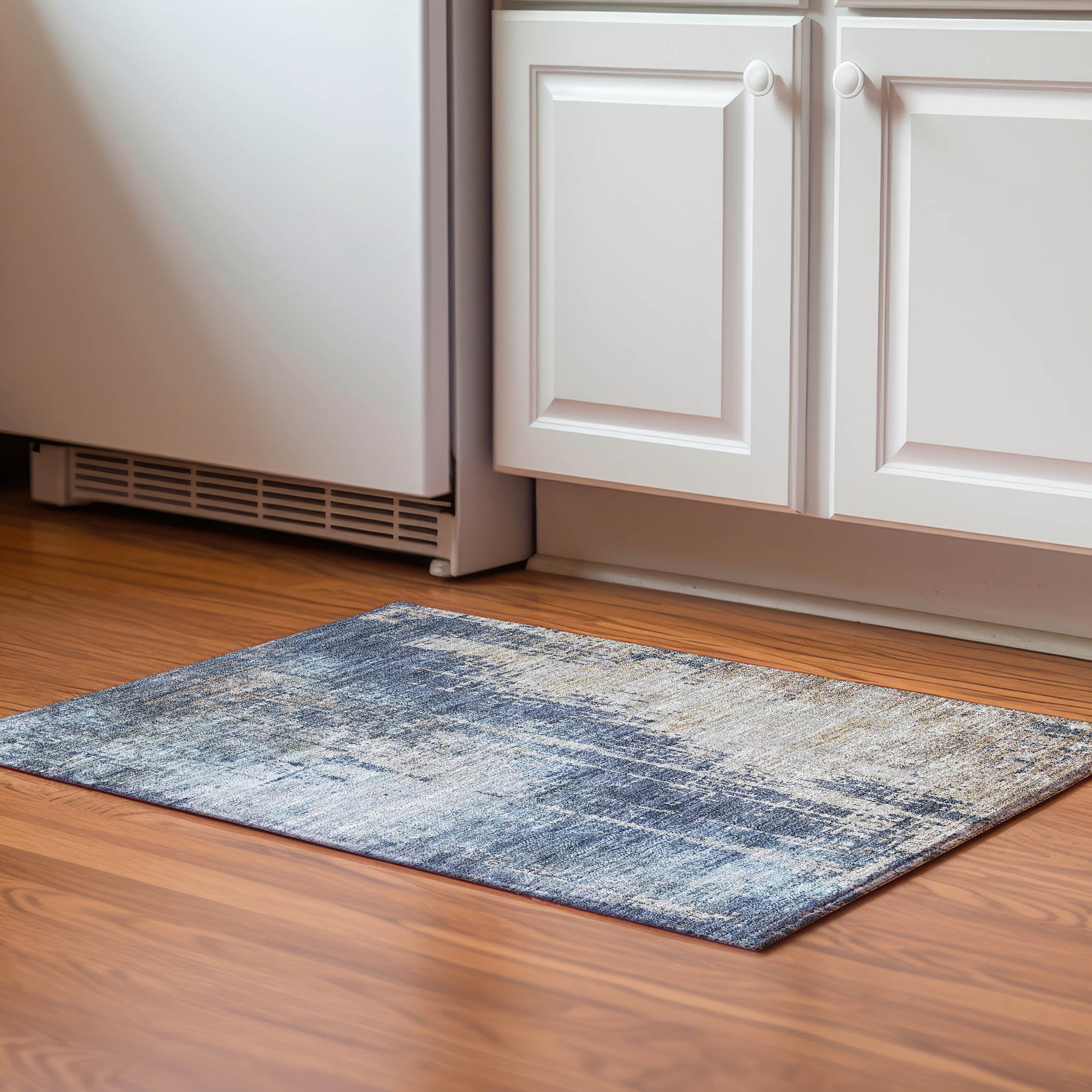 Florence Machine Washable Transitional Navy Blue Rug 1'8" x 2'6" #shape_Rectangle
