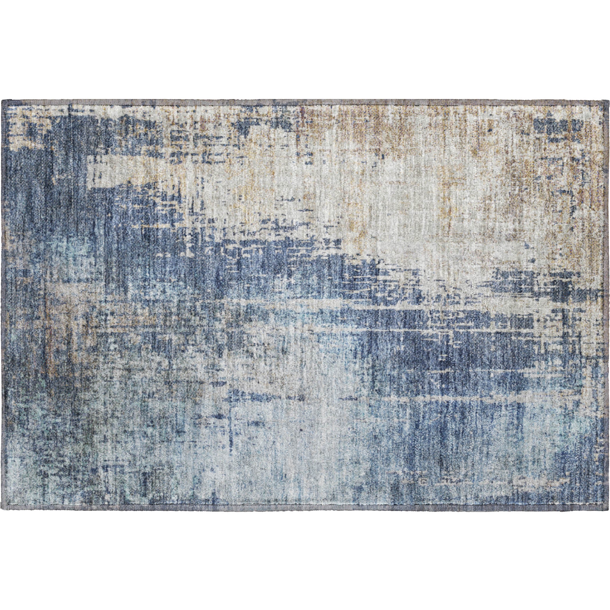 Florence Machine Washable Transitional Navy Blue Rug 1'8" x 2'6" #shape_Rectangle