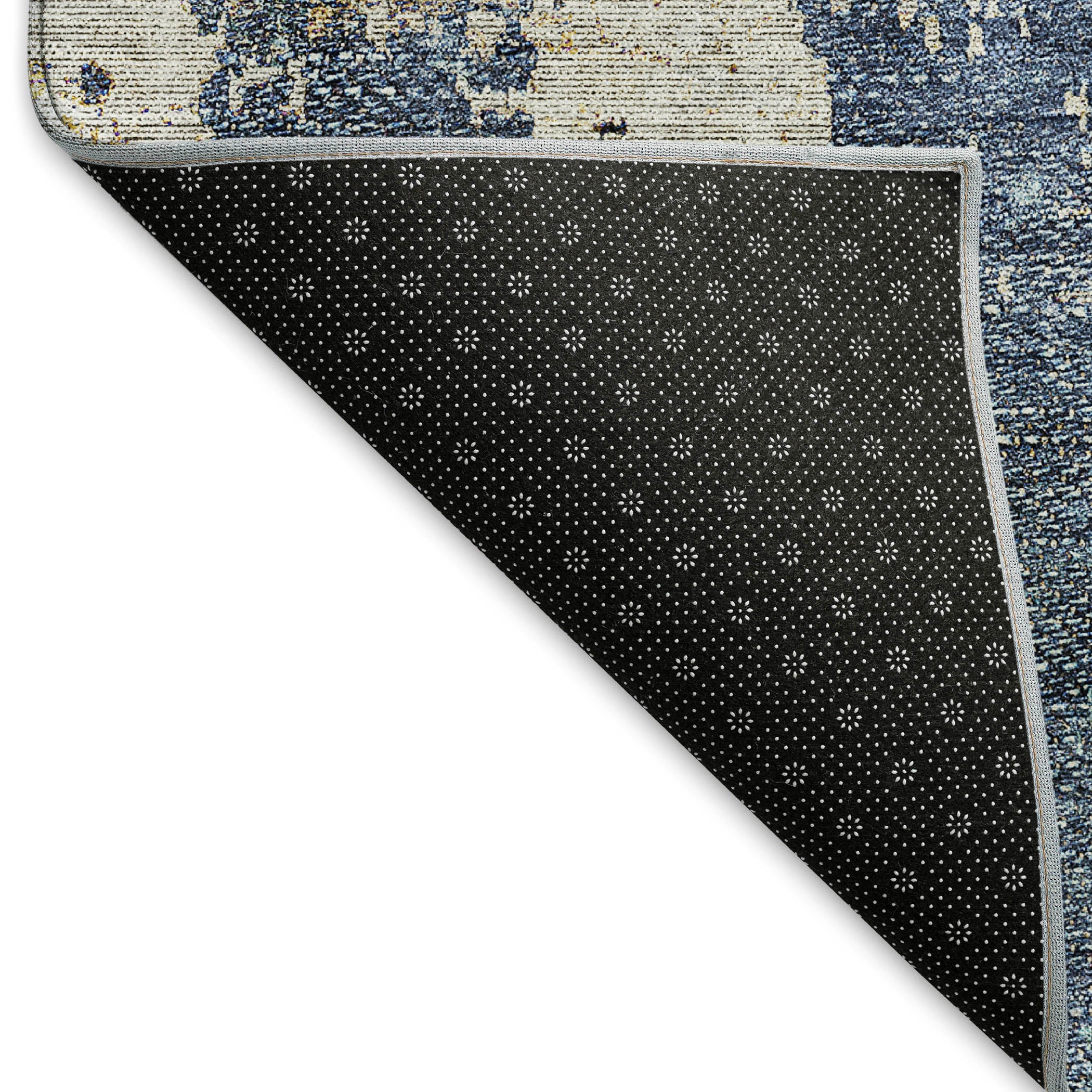 Florence Machine Washable Transitional Navy Blue Rug 1'8" x 2'6" #shape_Rectangle