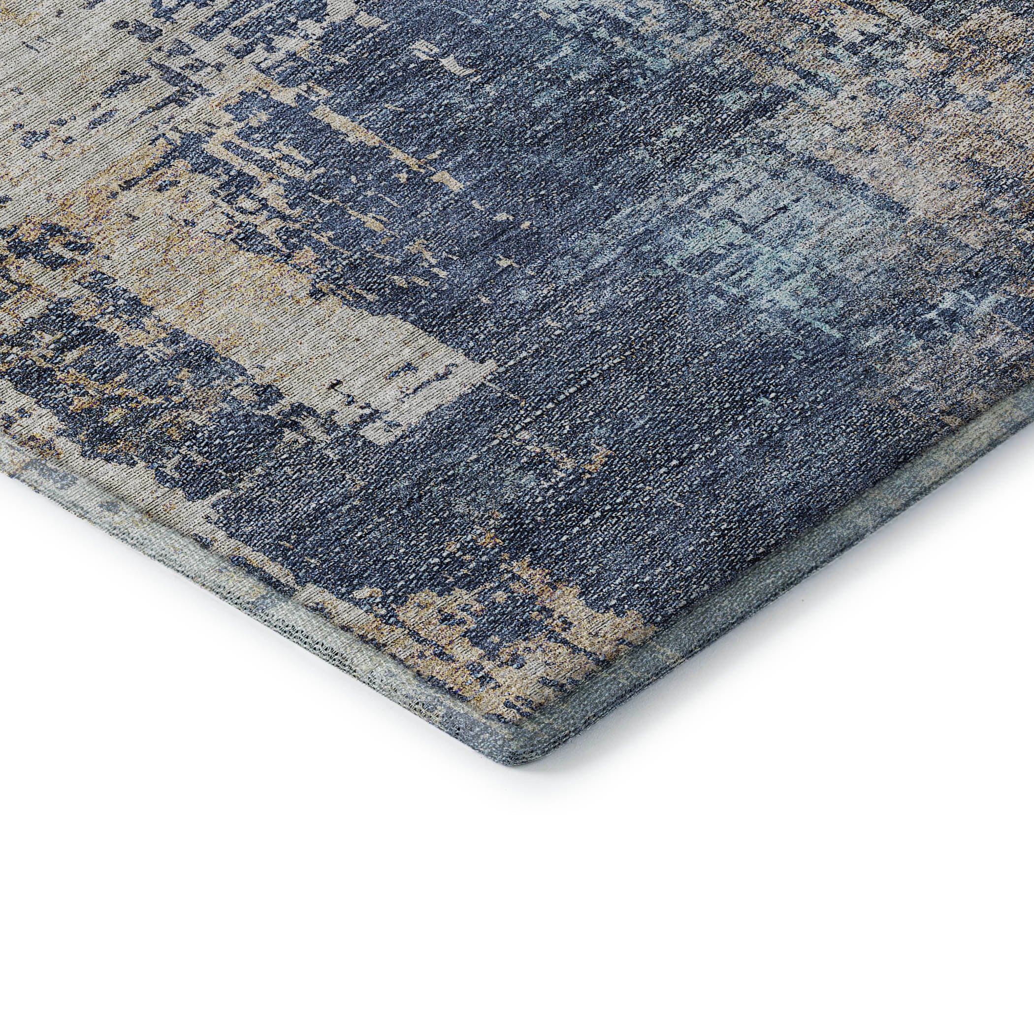Florence Machine Washable Transitional Navy Blue Rug 1'8" x 2'6" #shape_Rectangle