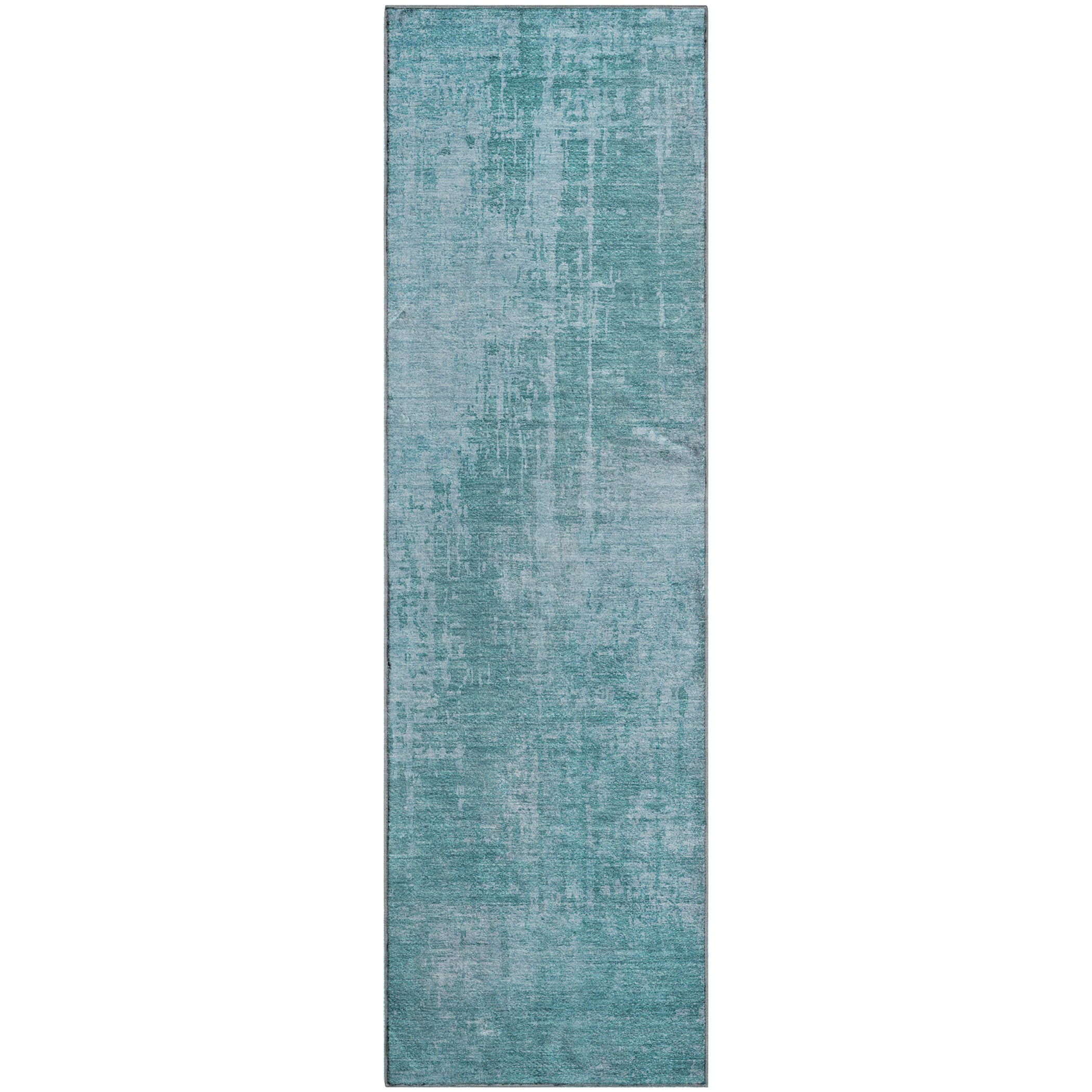 Siena Machine Washable Transitional Aqua Teal Rug 2'3" x 7'6" #shape_Runner