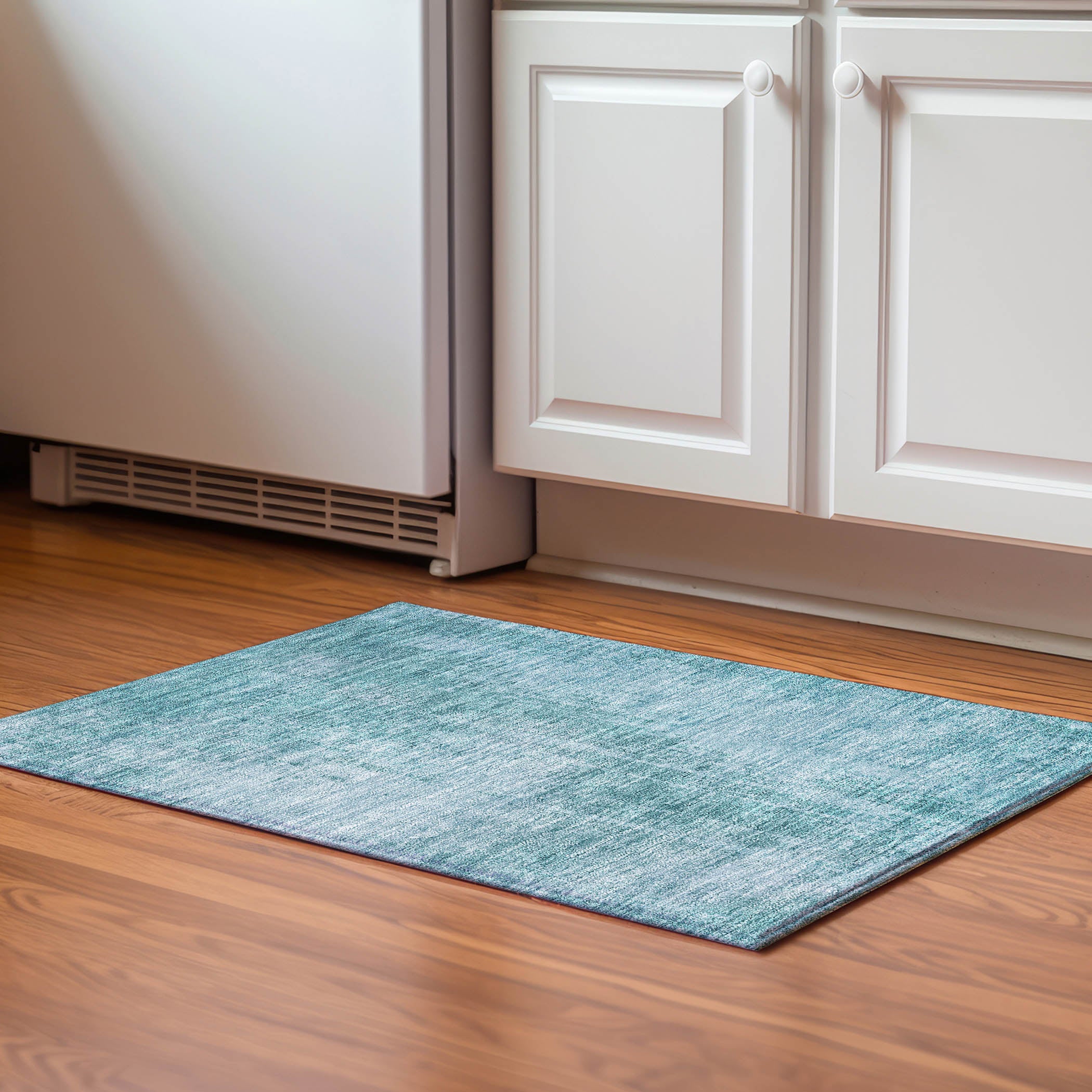 Siena Machine Washable Transitional Aqua Teal Rug 1'8" x 2'6" #shape_Rectangle