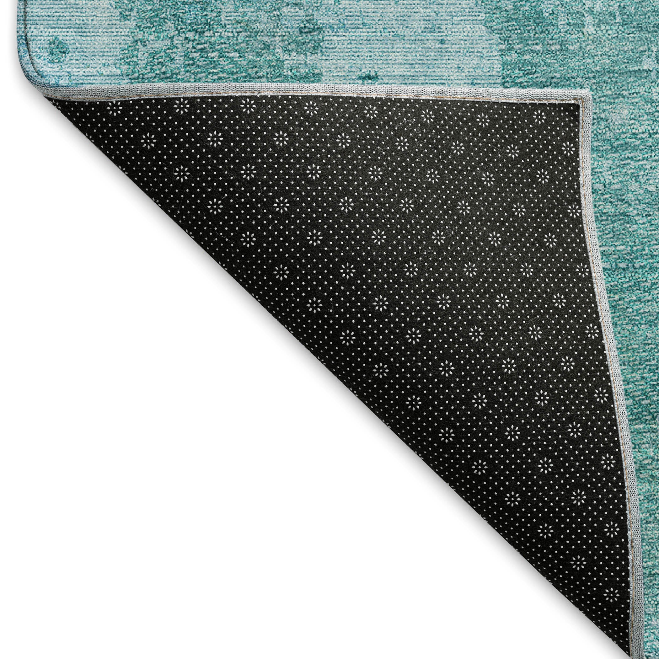 Siena Machine Washable Transitional Aqua Teal Rug 1'8" x 2'6" #shape_Rectangle