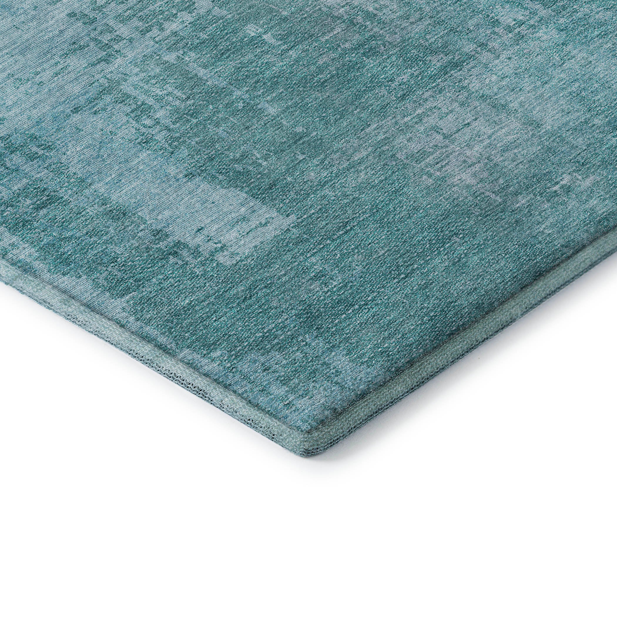 Siena Machine Washable Transitional Aqua Teal Rug 1'8" x 2'6" #shape_Rectangle