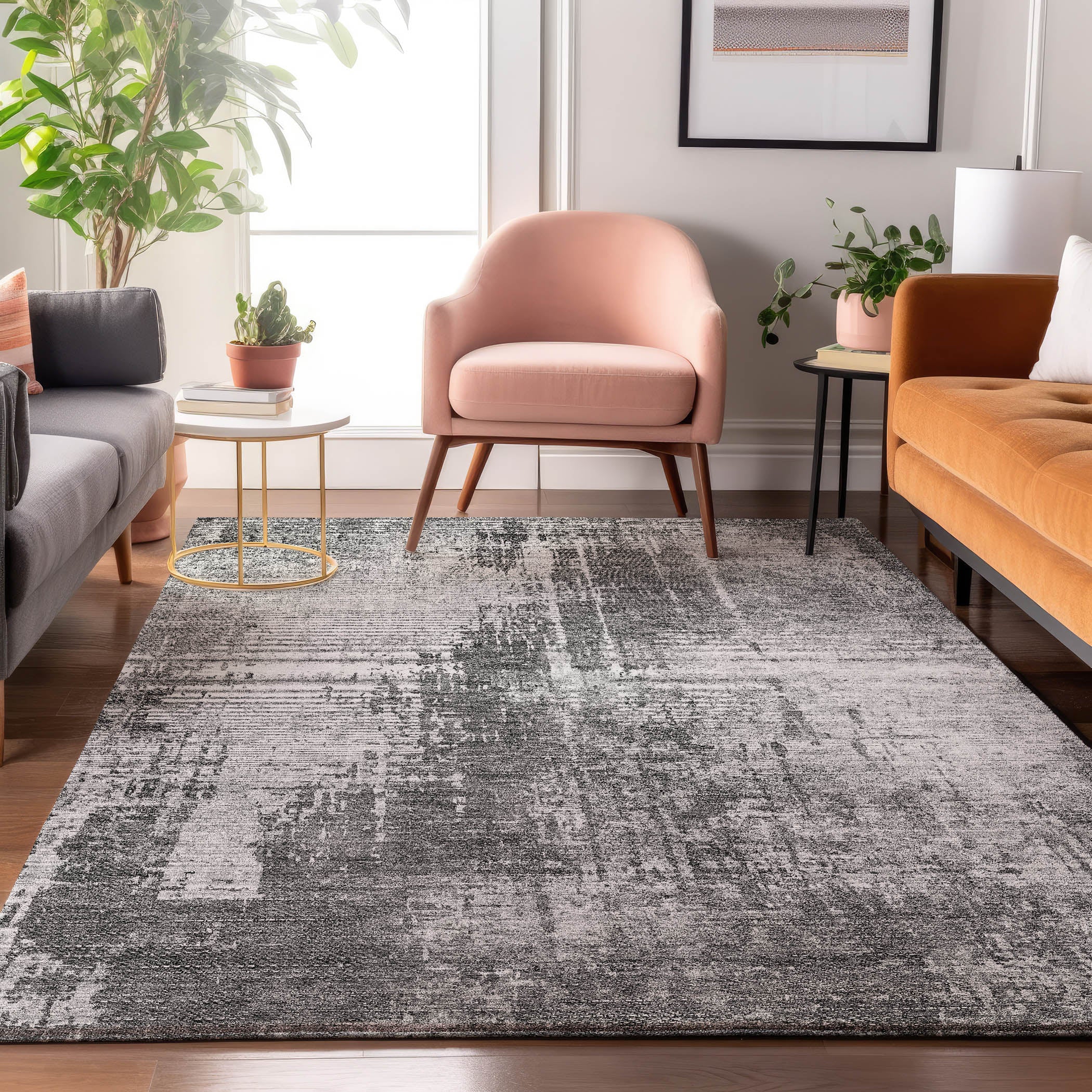 Siena Machine Washable Transitional Gray Rug 2'6" x 3'10" #shape_Rectangle