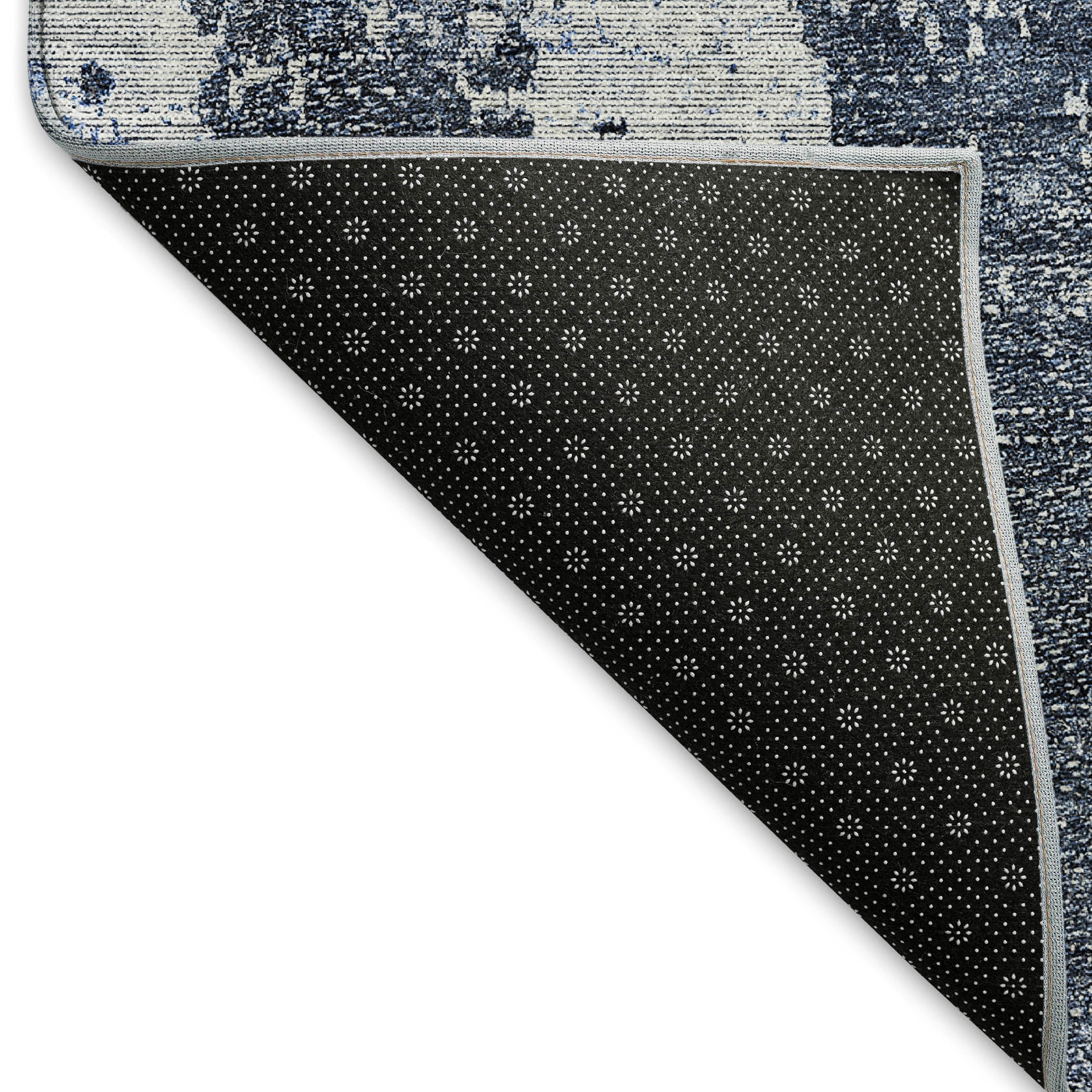 Siena Machine Washable Transitional Navy Blue Rug 1'8" x 2'6" #shape_Rectangle