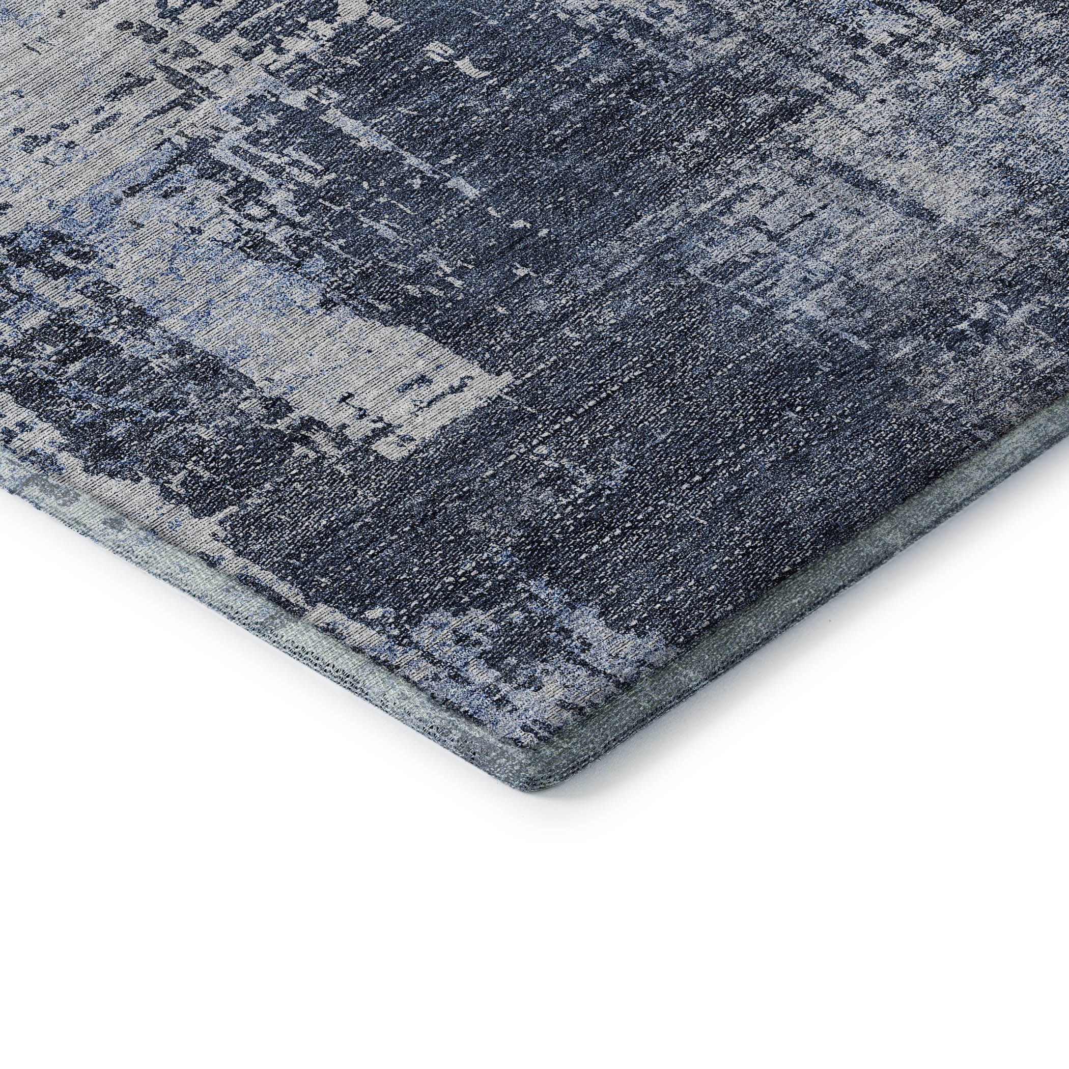 Siena Machine Washable Transitional Navy Blue Rug 1'8" x 2'6" #shape_Rectangle