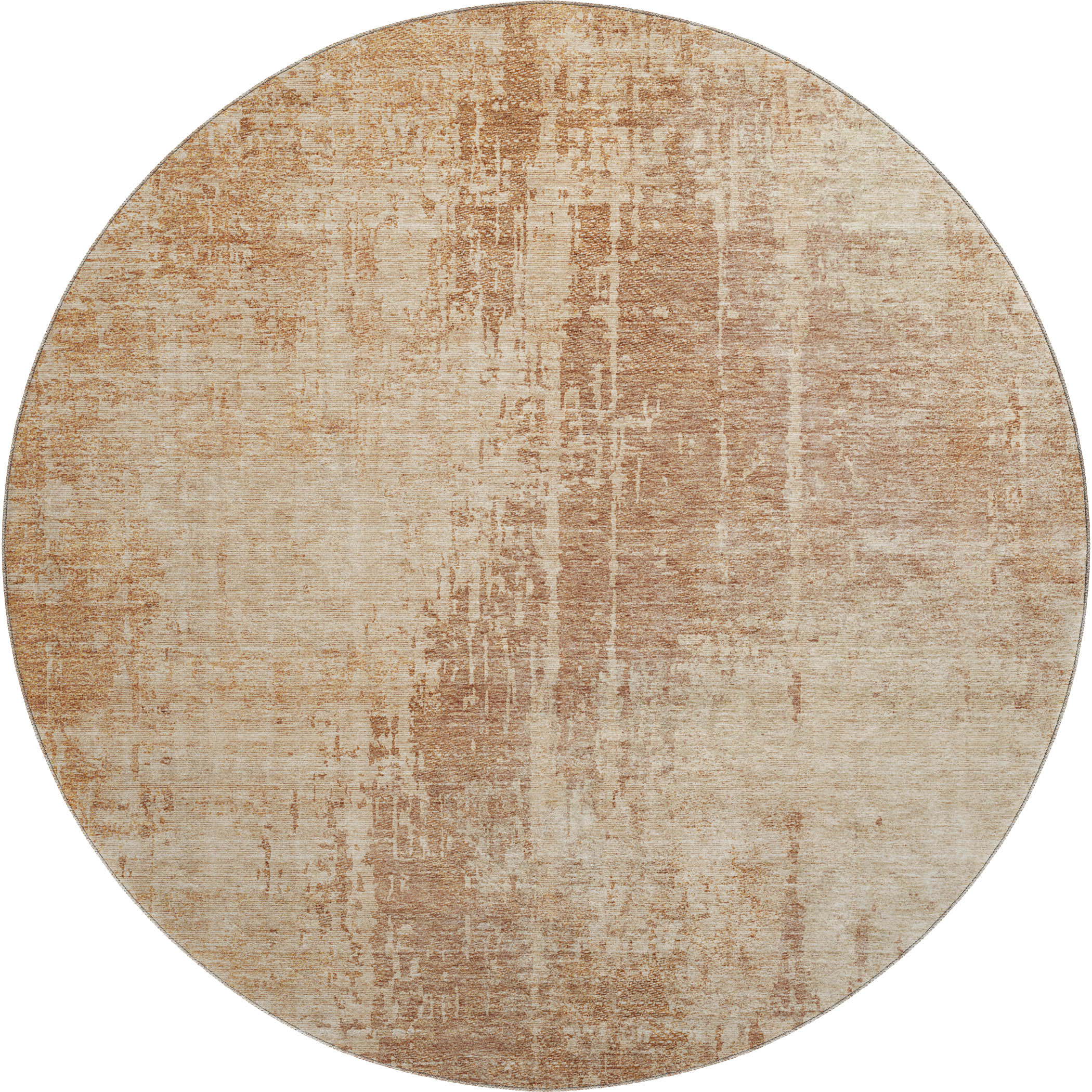 Siena Machine Washable Transitional Terracotta Orange Rug 8' x 8' #shape_Round