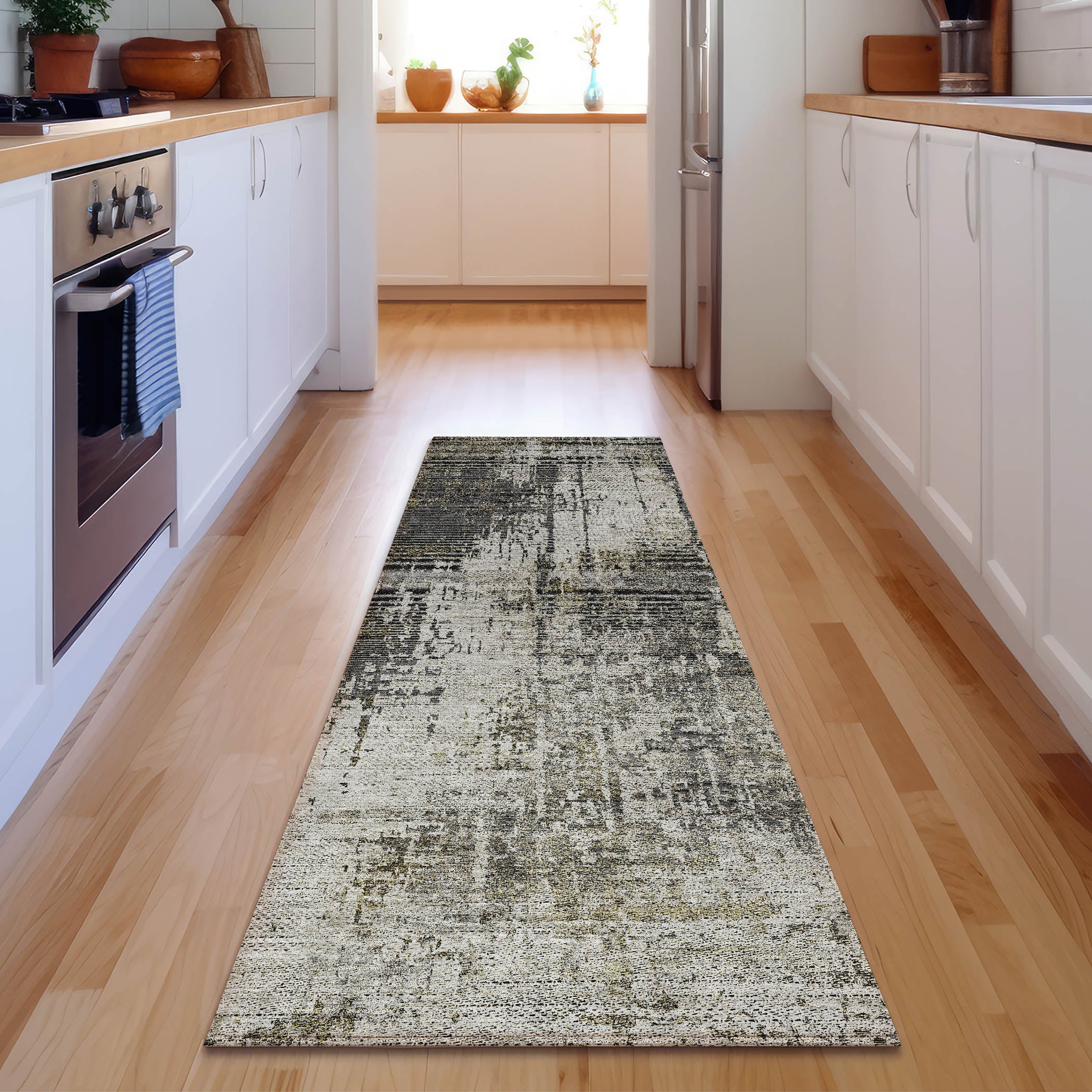 Marrakech Machine Washable Transitional Taupe Brown Rug 2'3" x 7'6" #shape_Runner