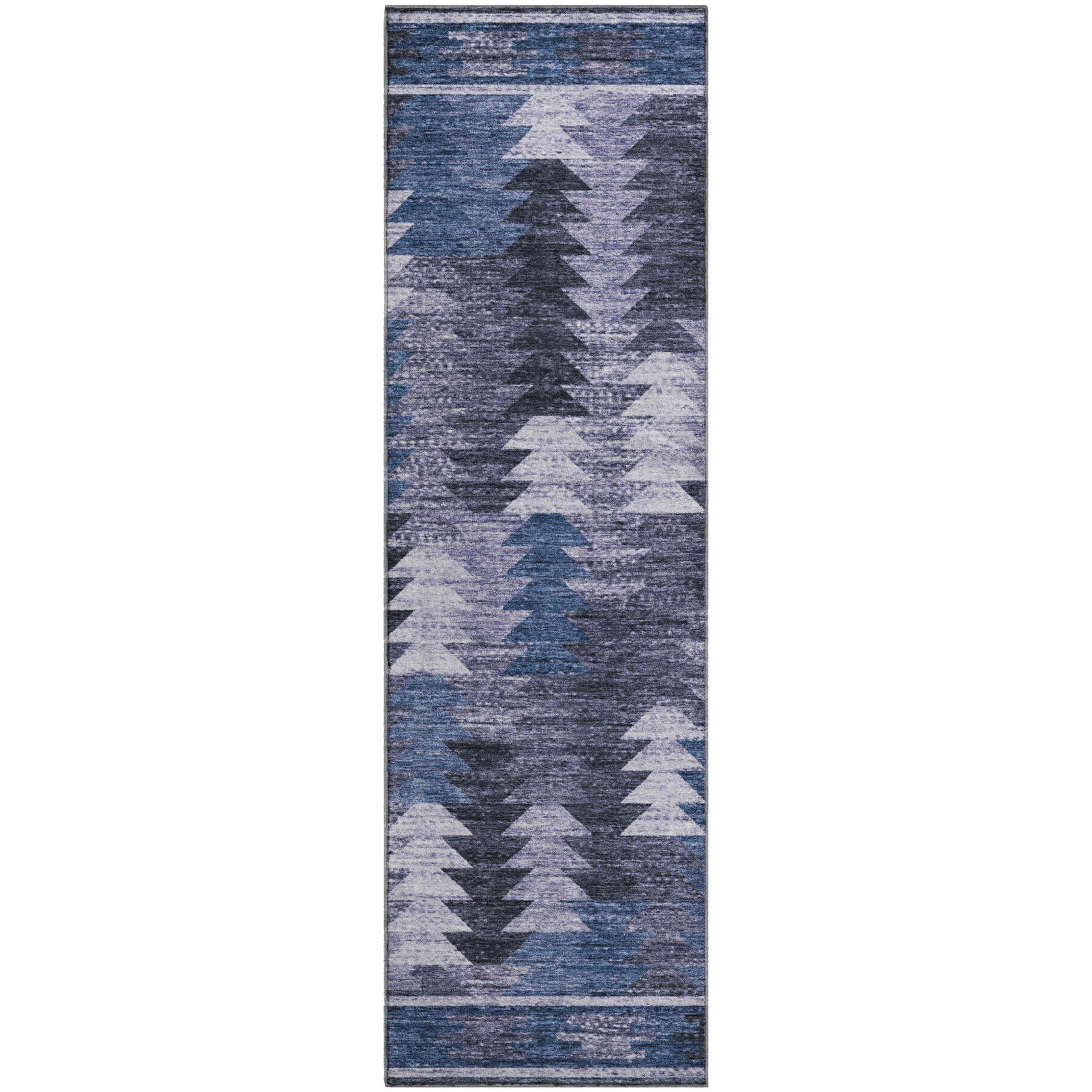 Chiang Mai Machine Washable Transitional Blue Rug 2'3" x 7'6" #shape_Runner