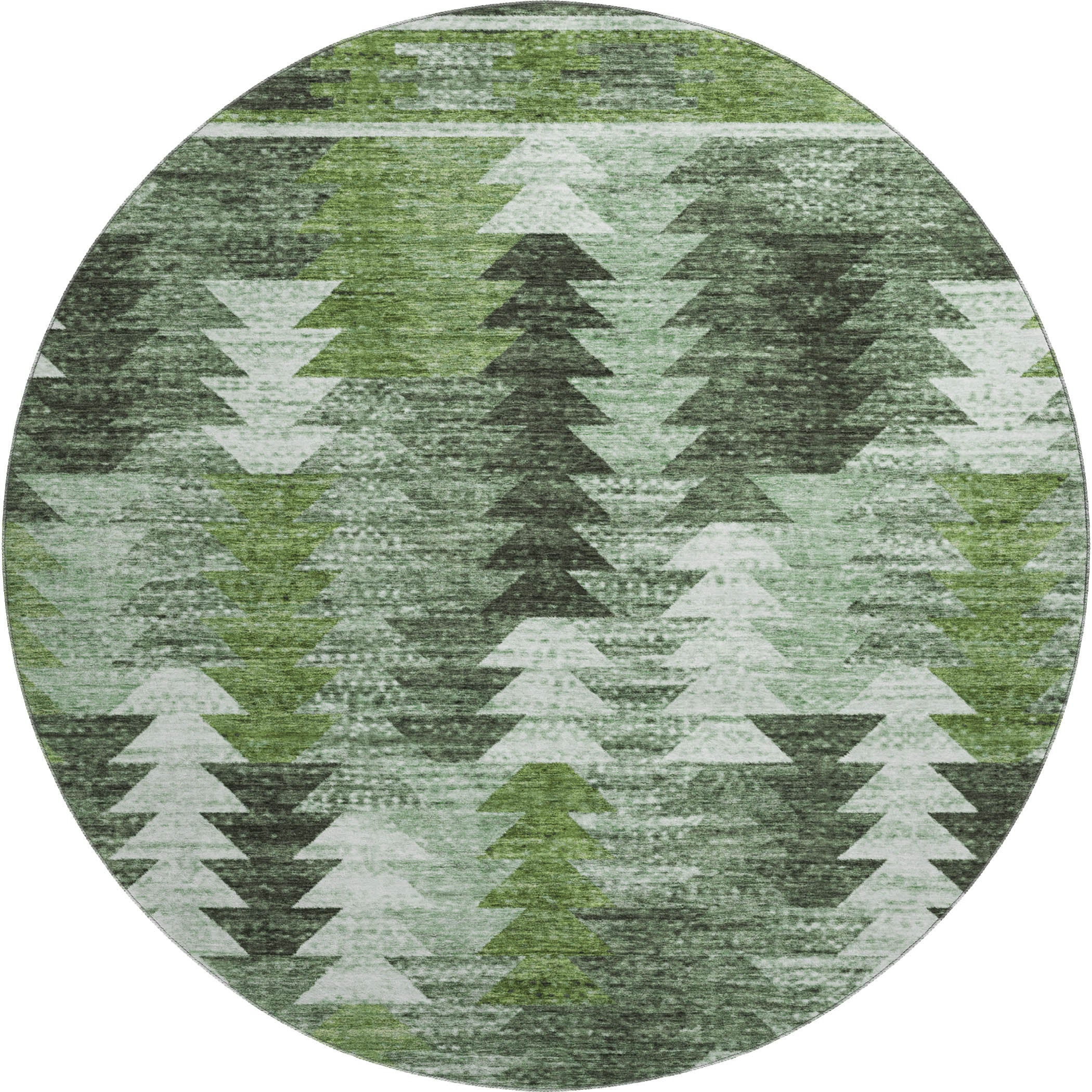 Chiang Mai Machine Washable Transitional Olive Green Rug 8' x 8' #shape_Round