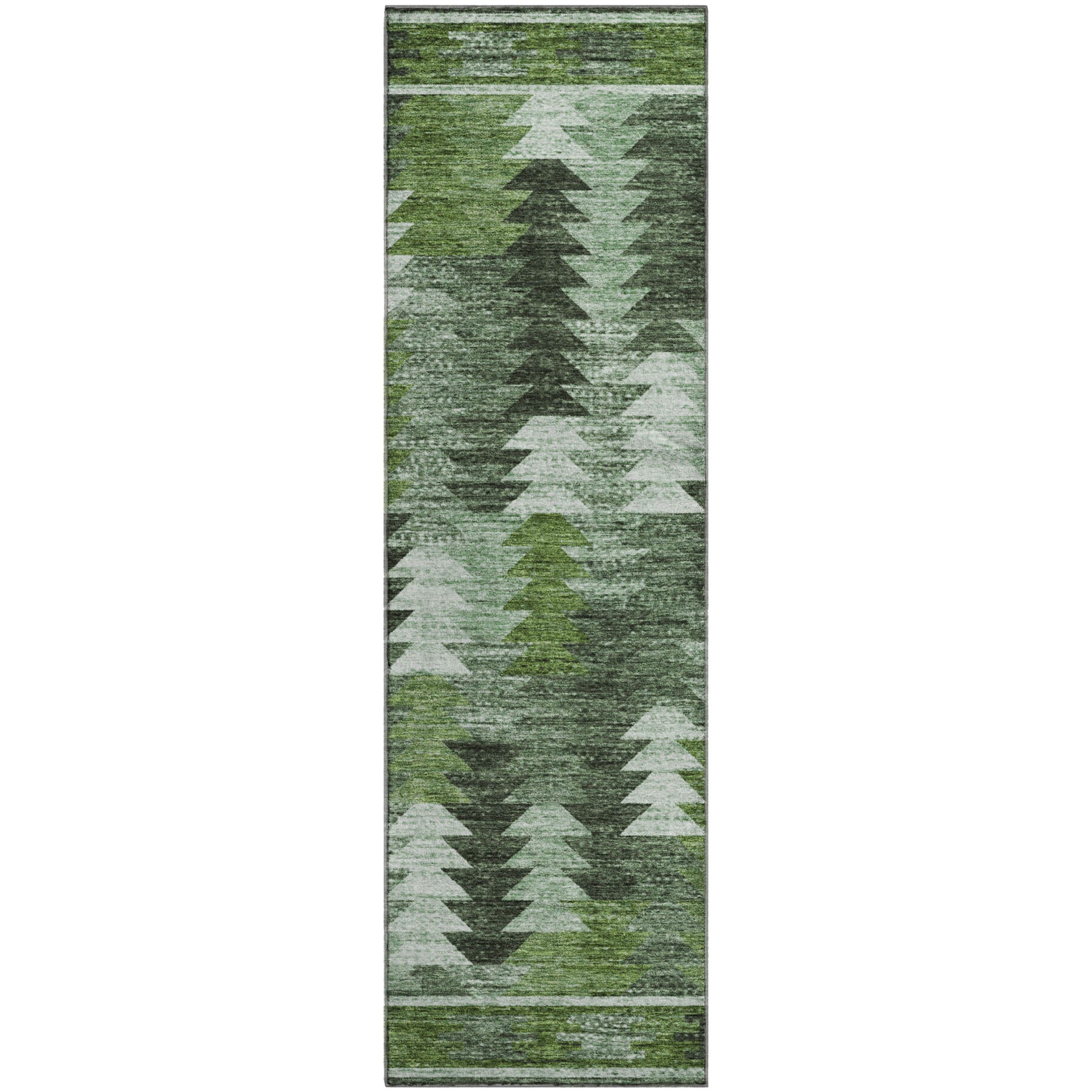 Chiang Mai Machine Washable Transitional Olive Green Rug 2'3" x 7'6" #shape_Runner