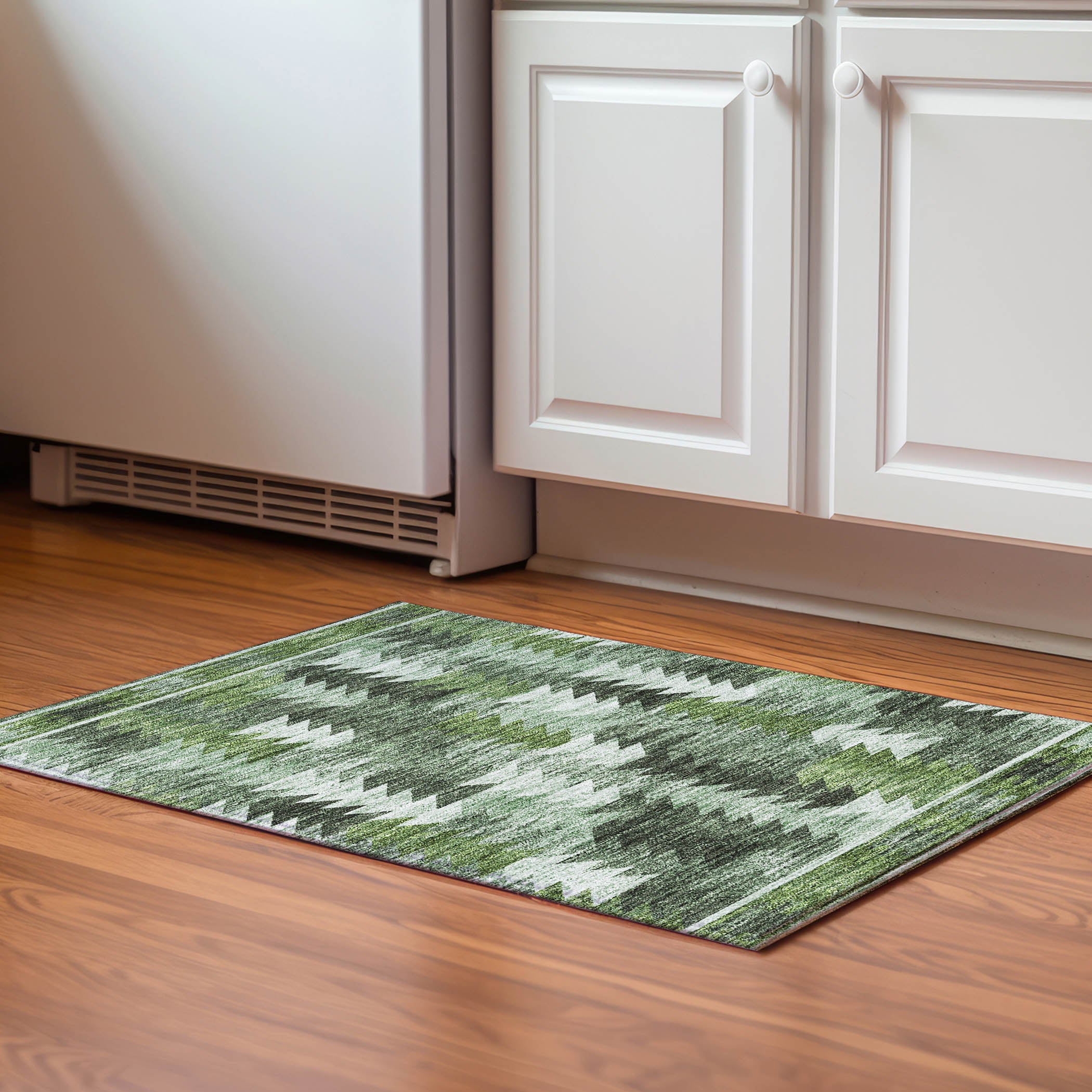 Chiang Mai Machine Washable Transitional Olive Green Rug 1'8" x 2'6" #shape_Rectangle