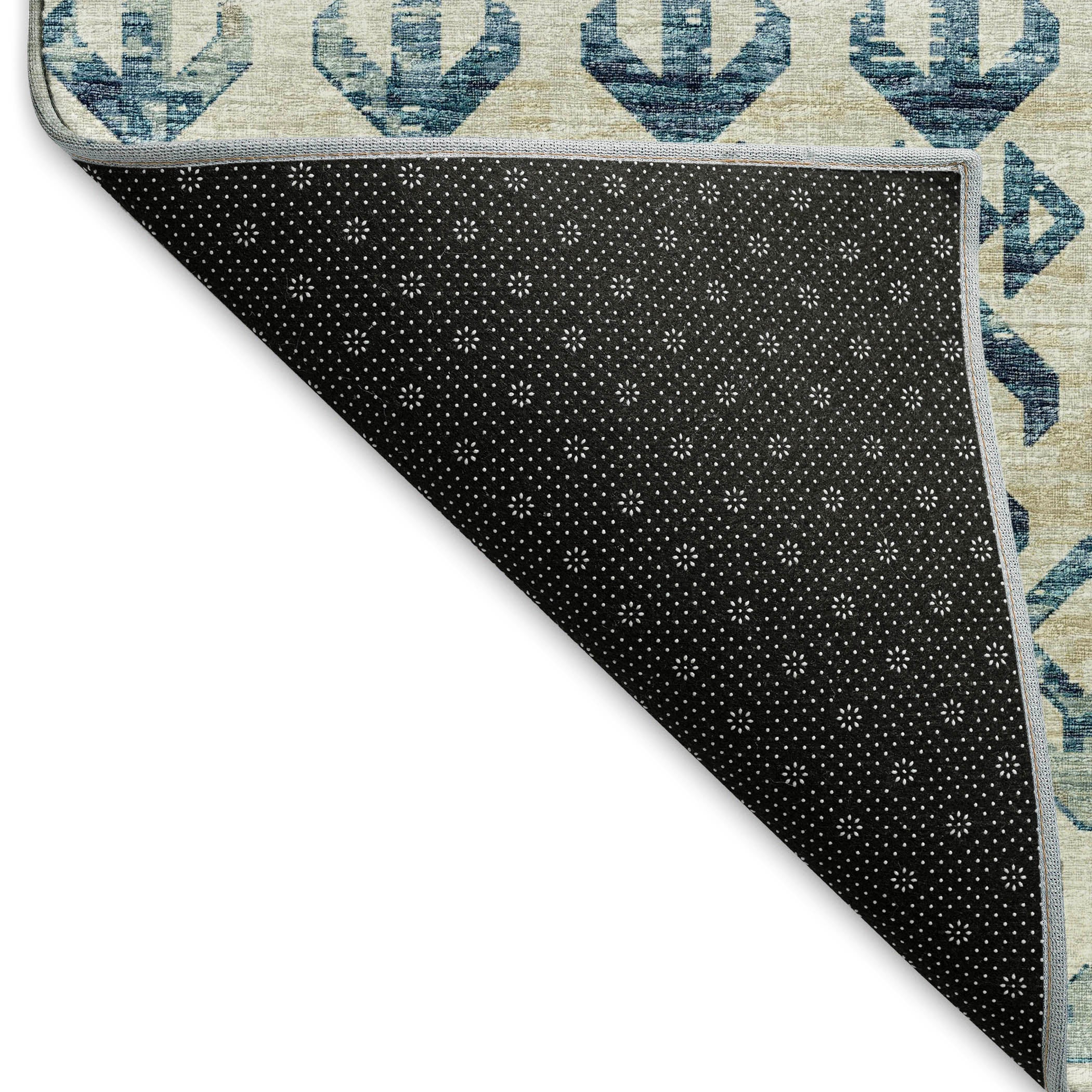 Baku Machine Washable Transitional Ivory Blue Rug 1'8" x 2'6" #shape_Rectangle