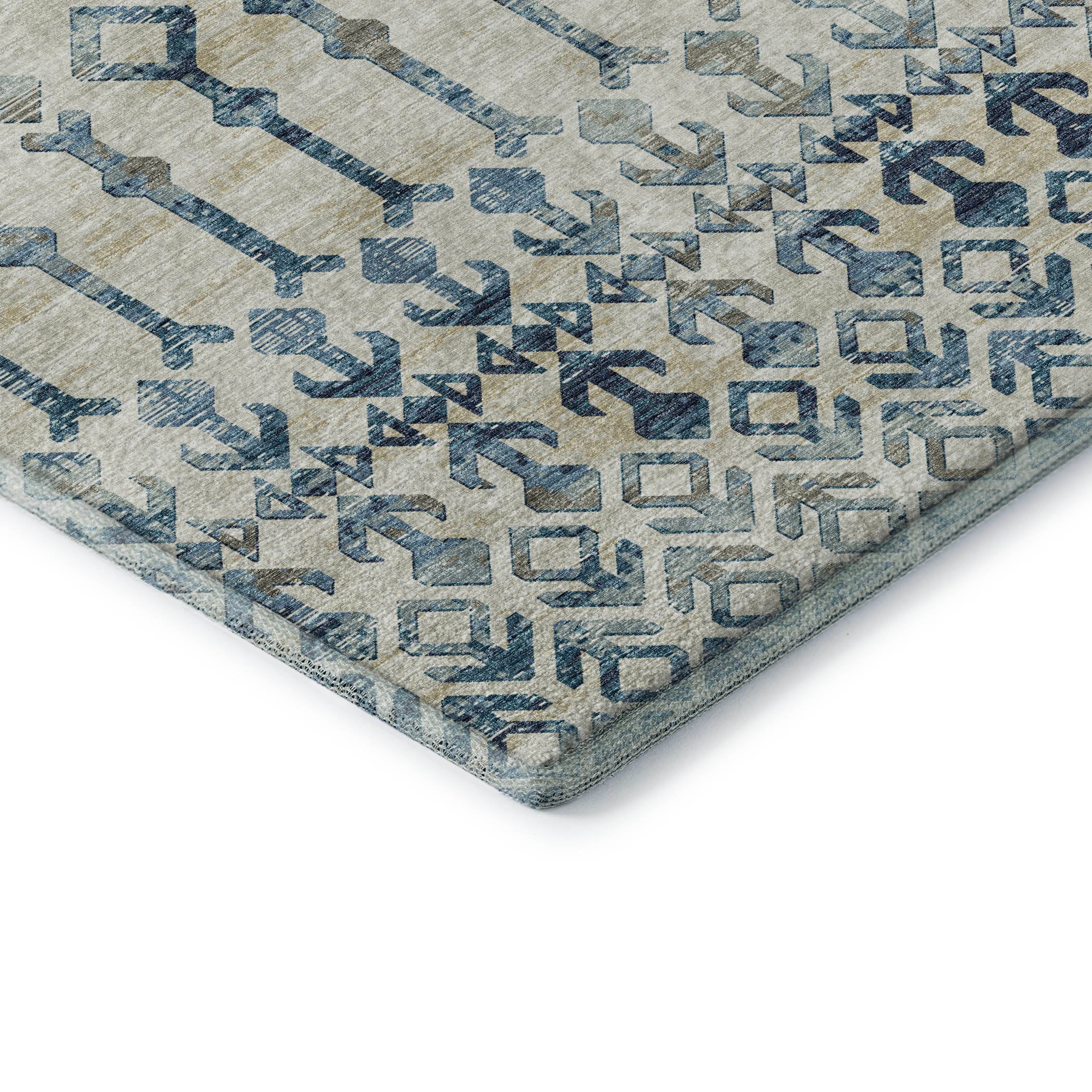 Baku Machine Washable Transitional Ivory Blue Rug 1'8" x 2'6" #shape_Rectangle