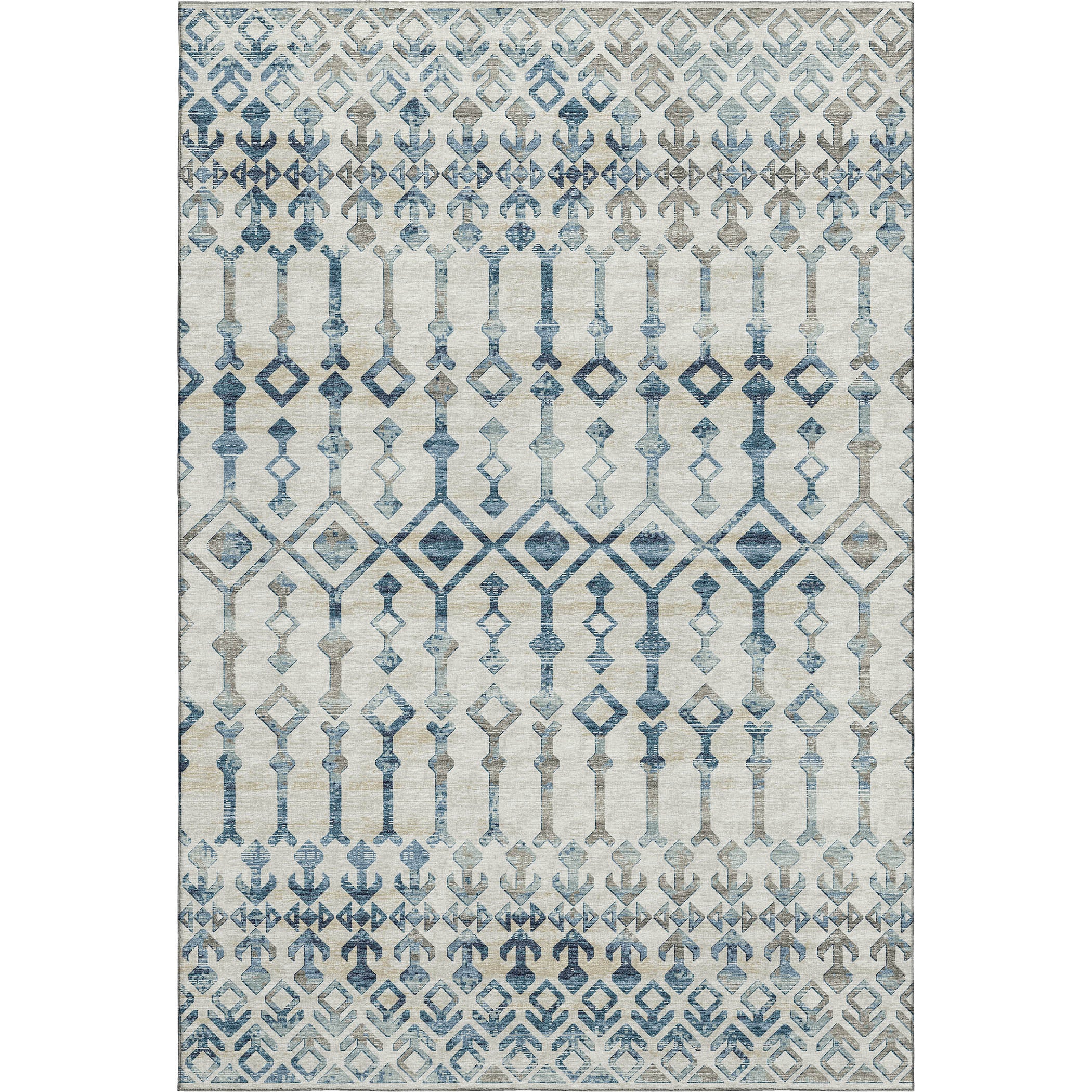Baku Machine Washable Transitional Ivory Blue Rug 2'6" x 3'10" #shape_Rectangle