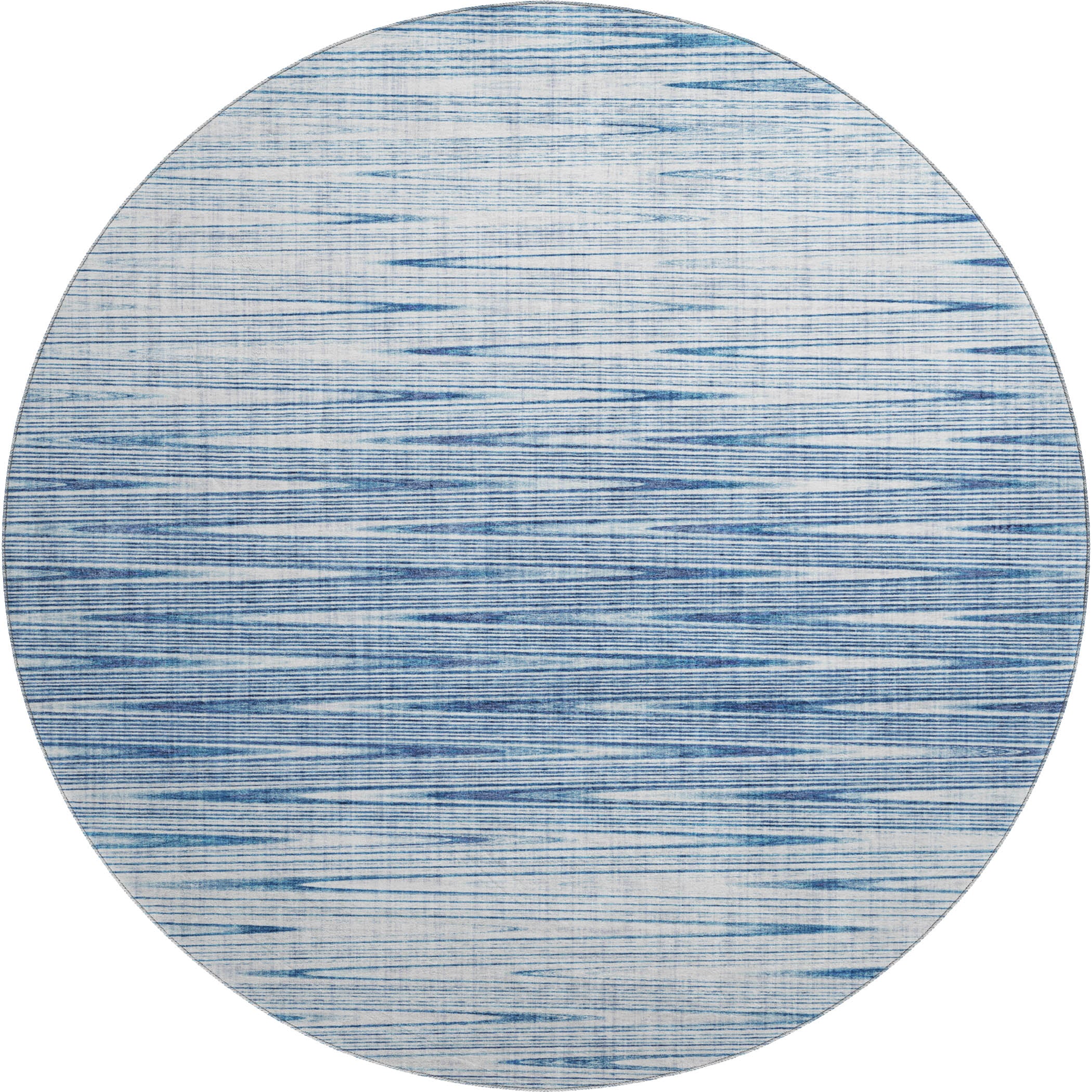 Budapest Machine Washable Transitional Blue Rug 8' x 8' #shape_Round