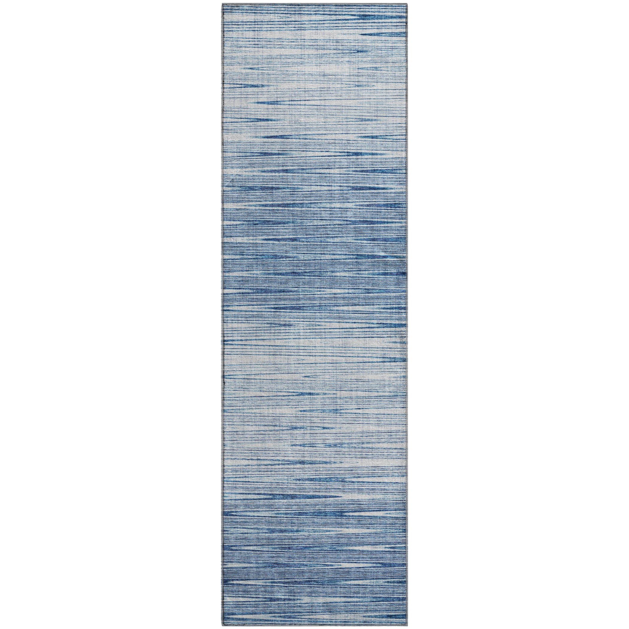 Budapest Machine Washable Transitional Blue Rug 2'3" x 7'6" #shape_Runner