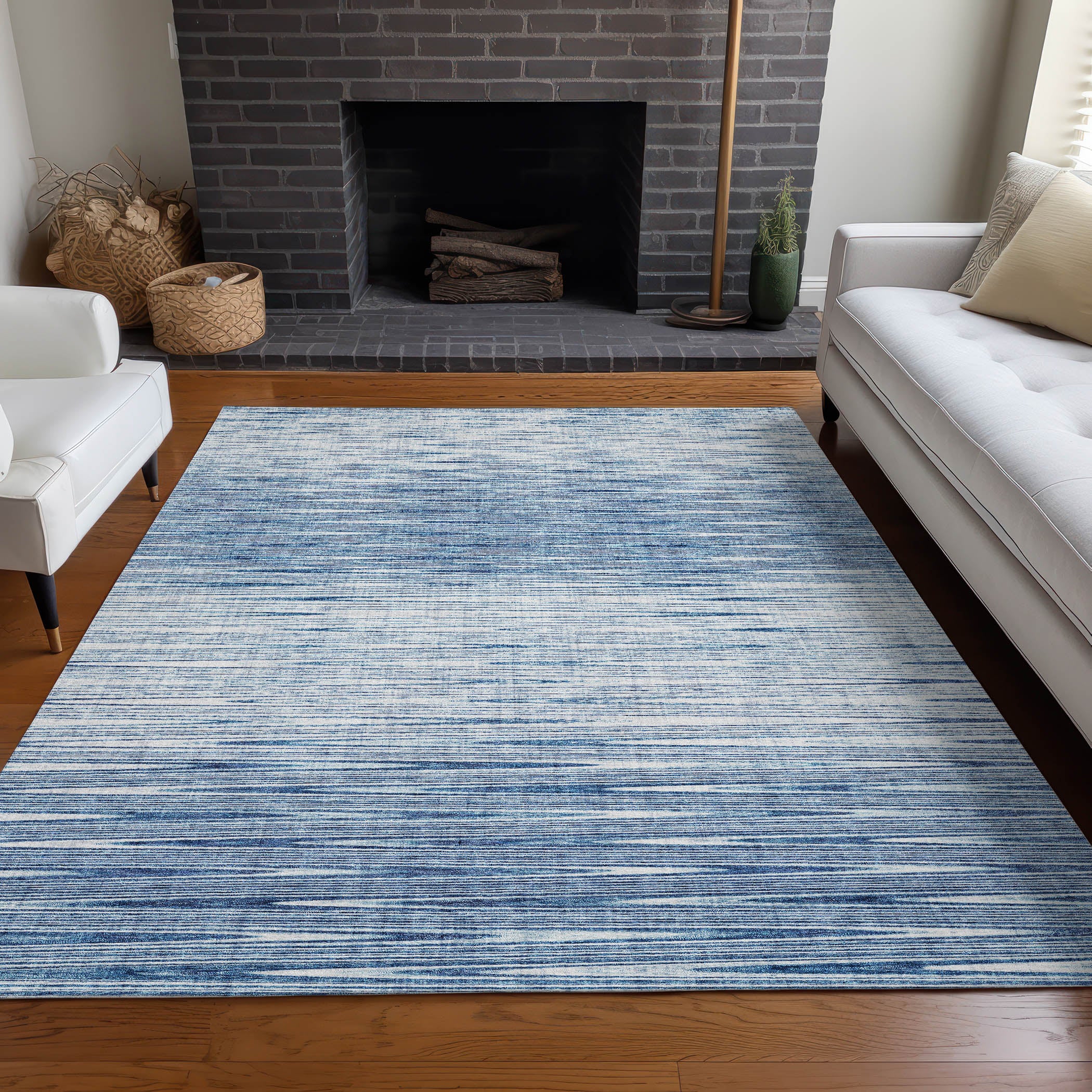 Budapest Machine Washable Transitional Blue Rug 2'6" x 3'10" #shape_Rectangle
