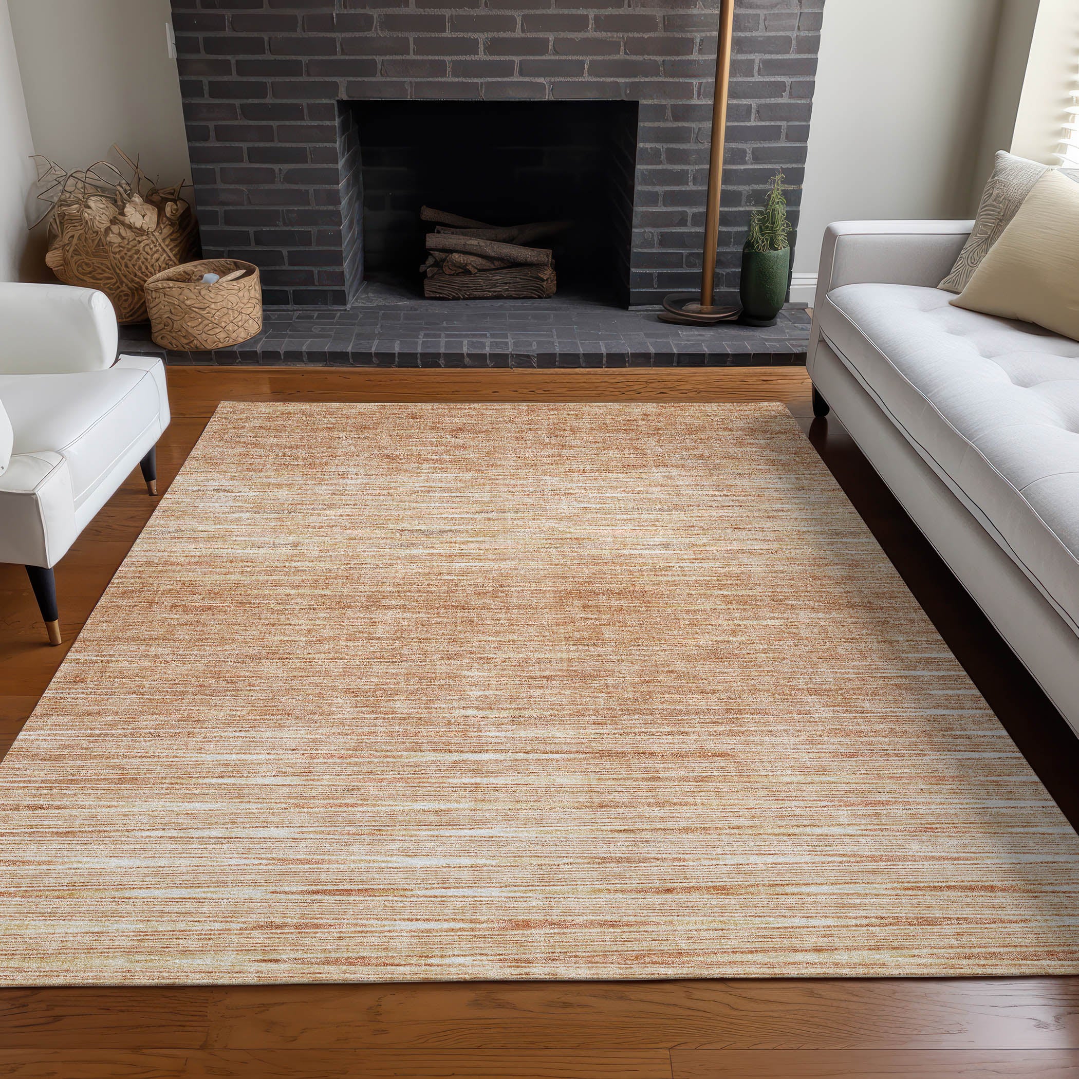 Budapest Machine Washable Transitional Salmon Orange Rug 2'6" x 3'10" #shape_Rectangle